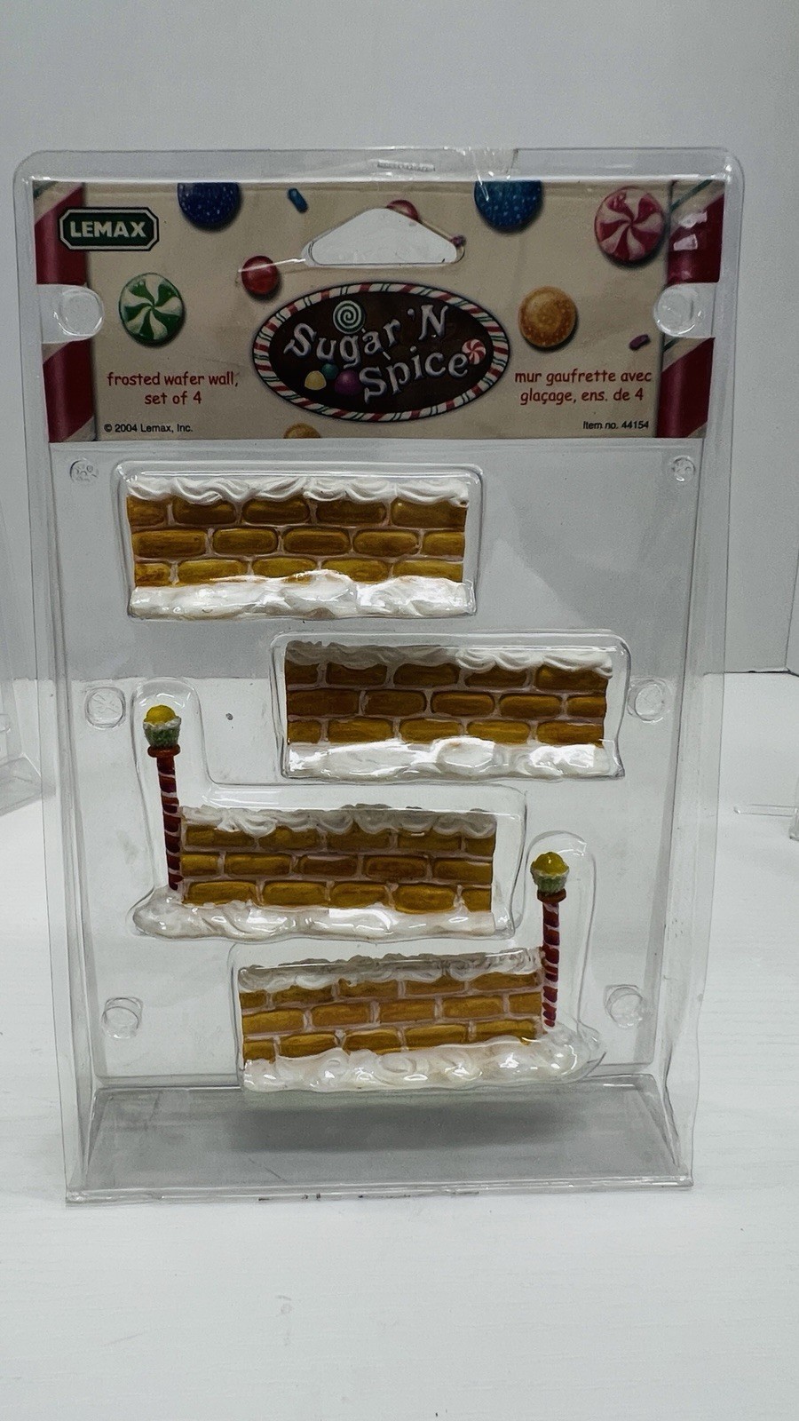 Lemax Sugar N Spice “Frosted Wafer Wall” Set Of 4 Retired 44154 Brand New !