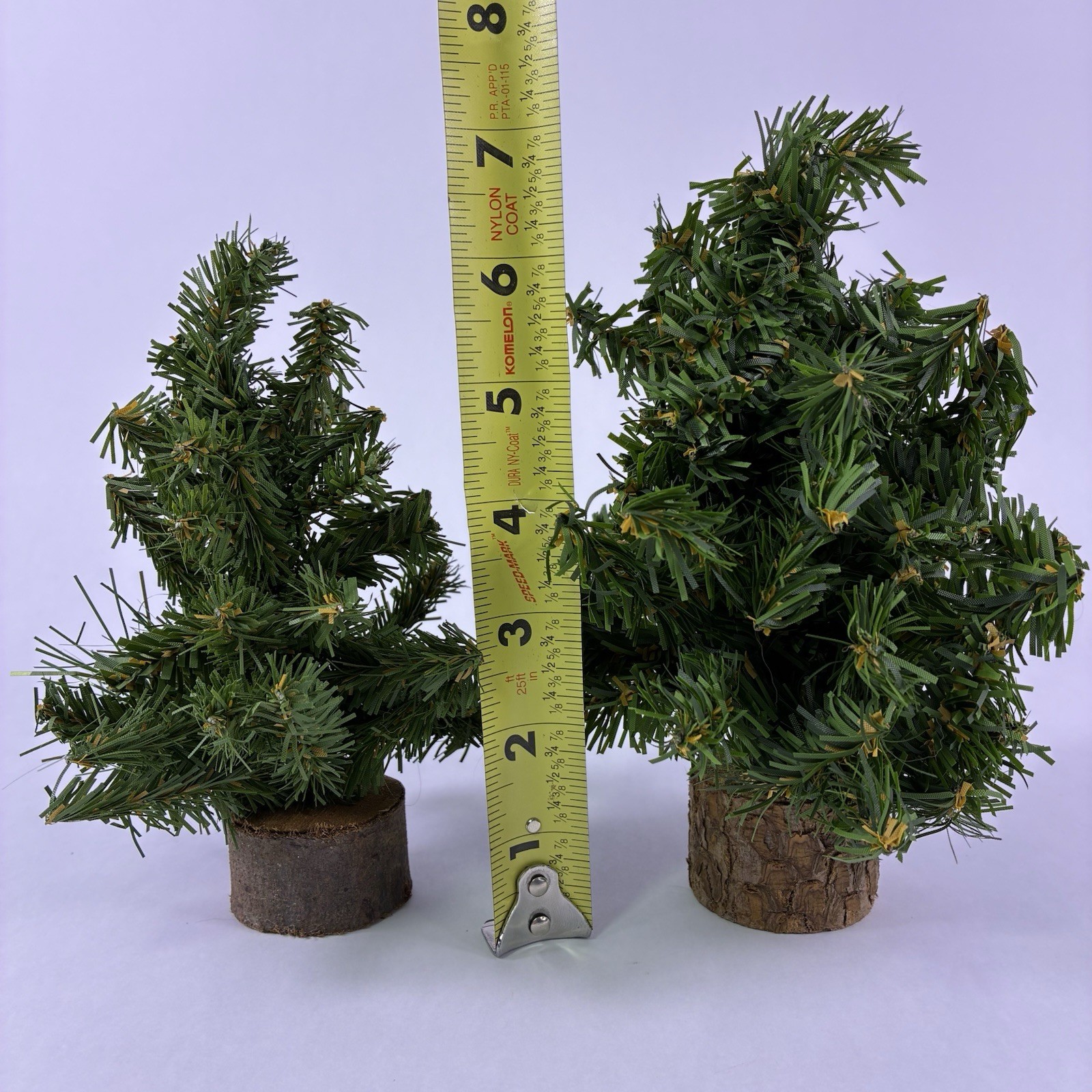 Lot of 2 Miniature Christmas Tree Wood Base Village Accessory Scenery