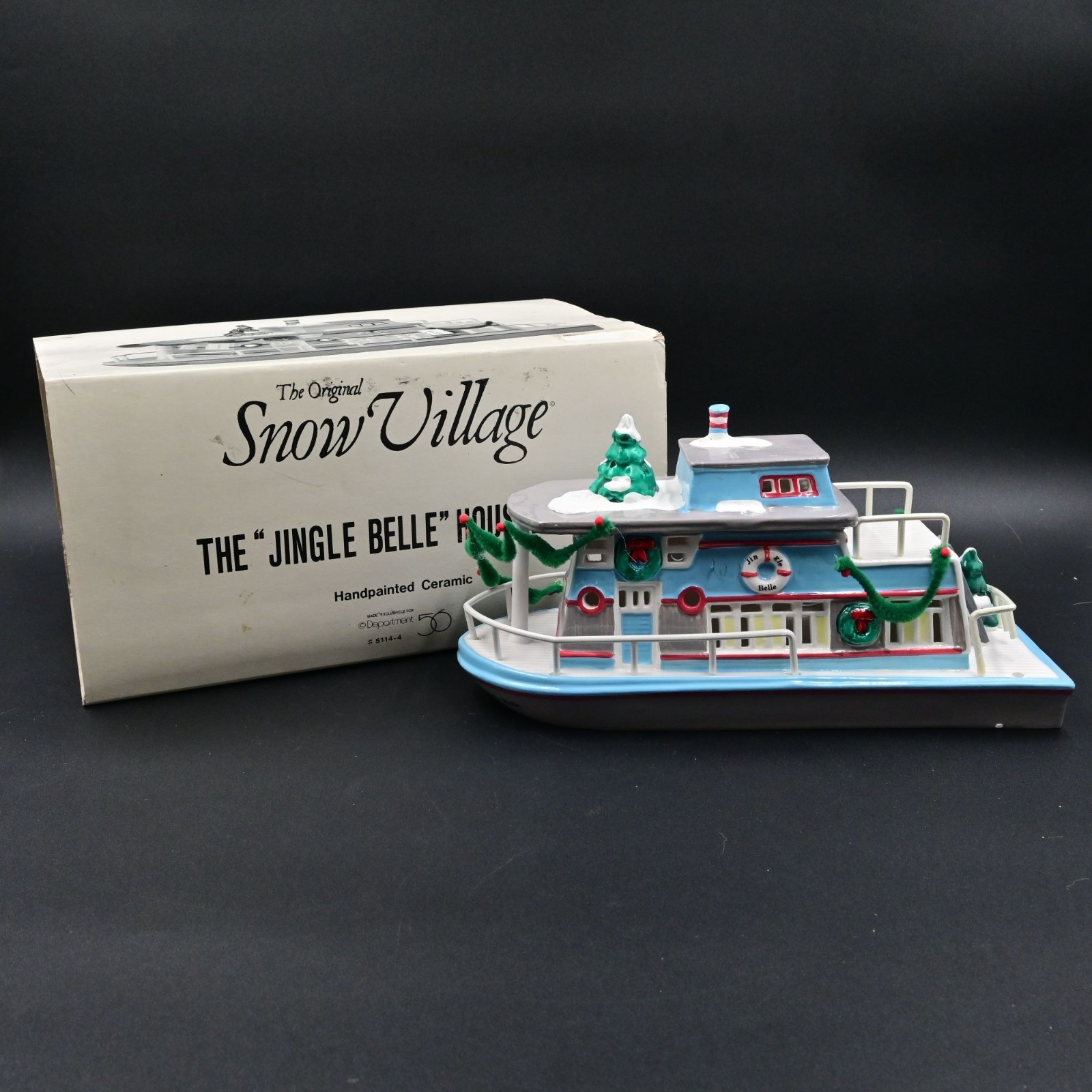 Department 56 Snow Village Jingle Belle Houseboat 5114-4 Vintage Christmas Boat
