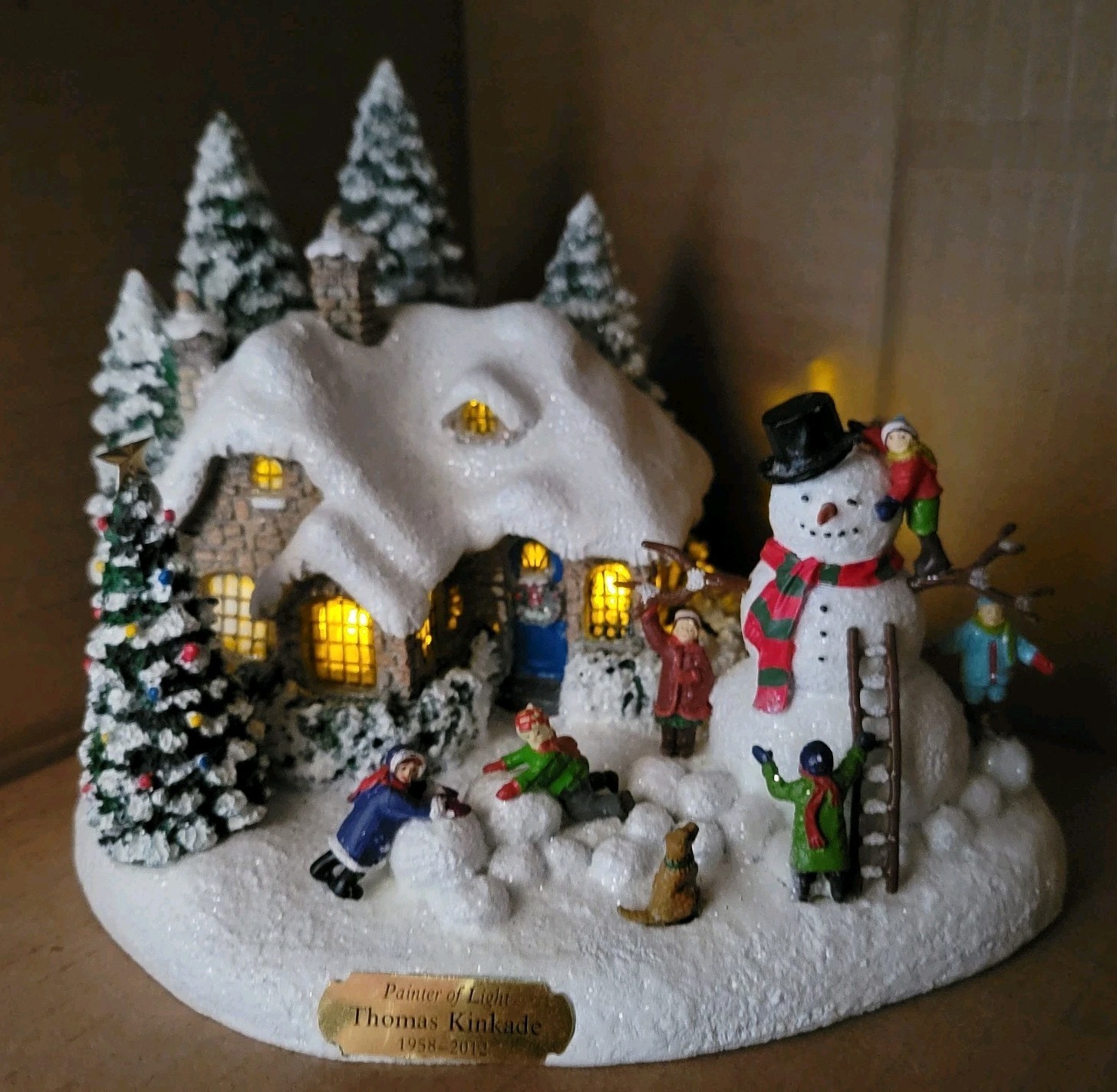 *Thomas Kinkade Painter Of Light Everett’s Cottage Lights Christmas Village FLAW