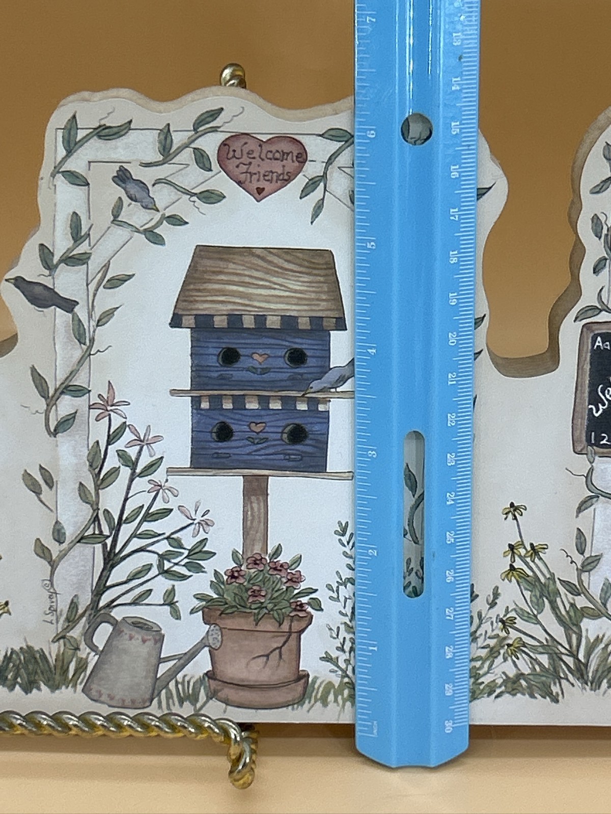 Cat’s Meow Village Cottage Garden Birdhouses Wooden Shelf Sitter. 20” Length