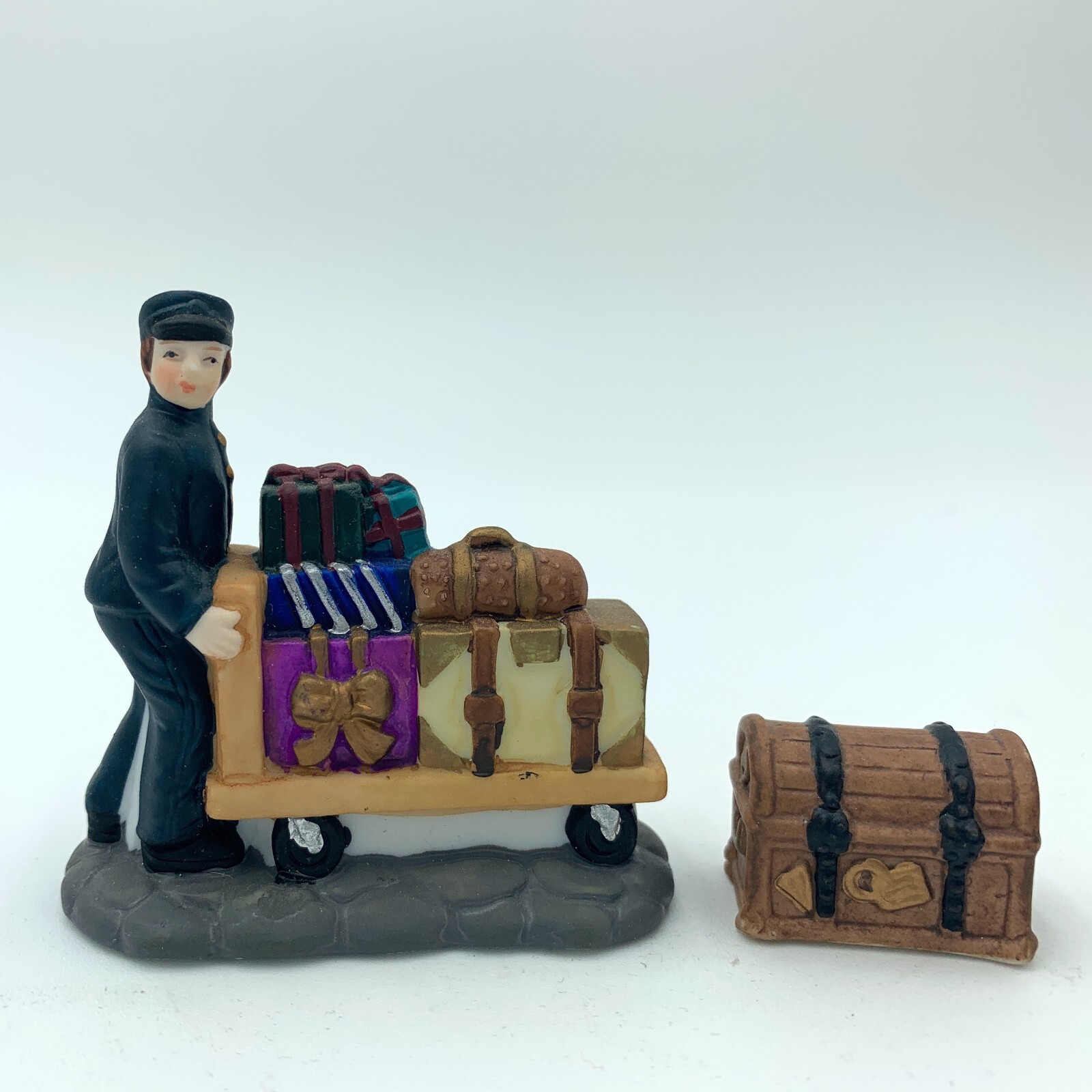 Hershey’s Holiday Village Collection Figure TRAIN PORTER 2 Pieces