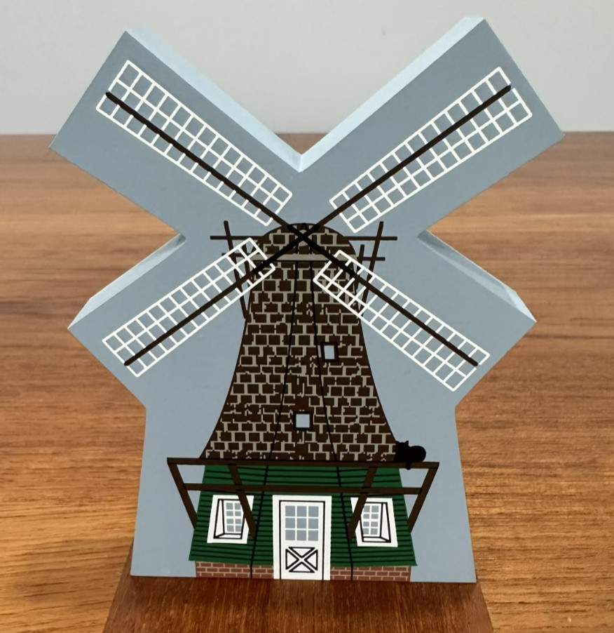 Cat’s Meow Village Dutch Windmill Pella Iowa Wood Shelf Sitter Vintage 1995 Rare