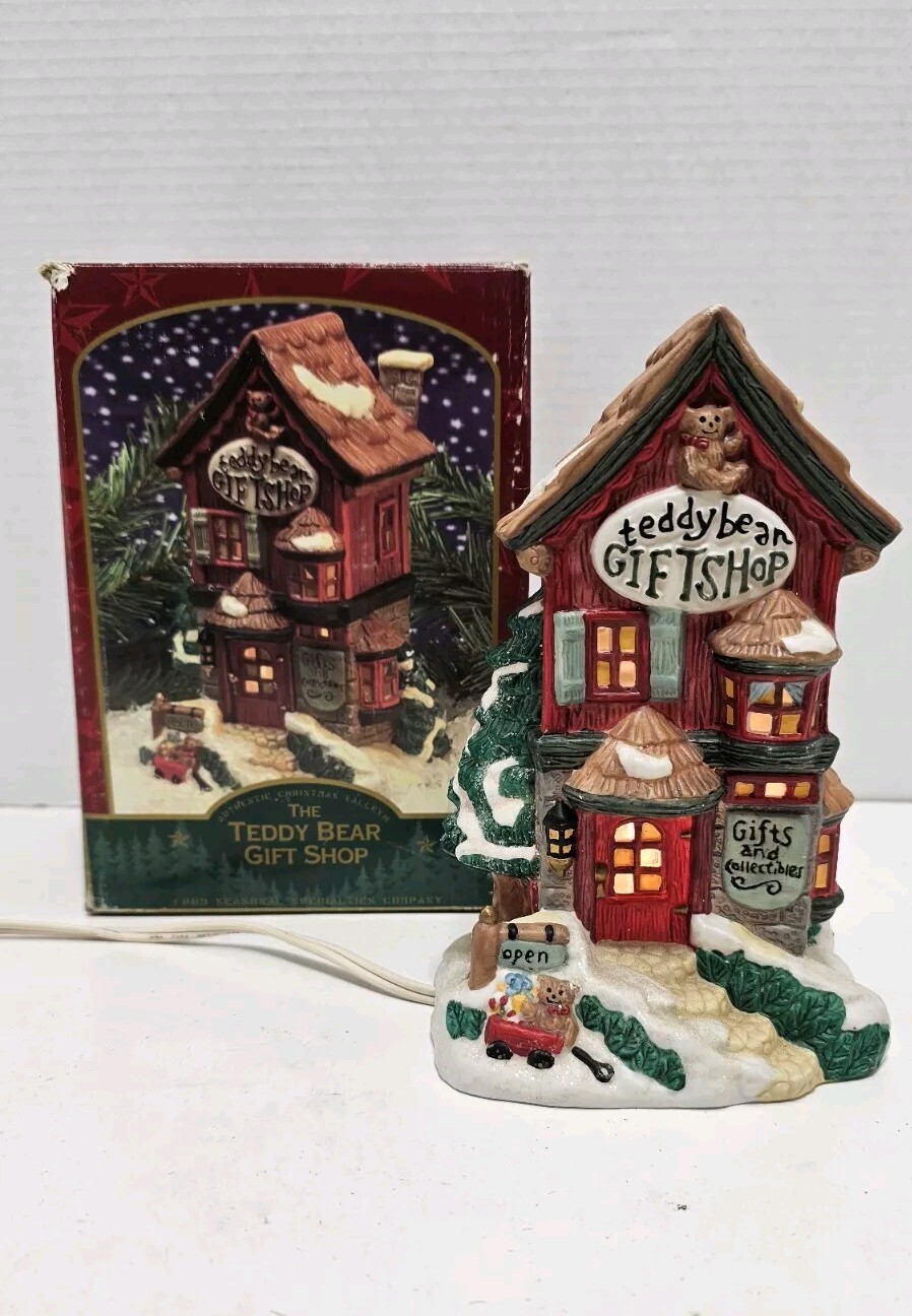 Seasonal Specialties Co. Ceramic Village “Teddy Bear Gift Shop Christmas Display