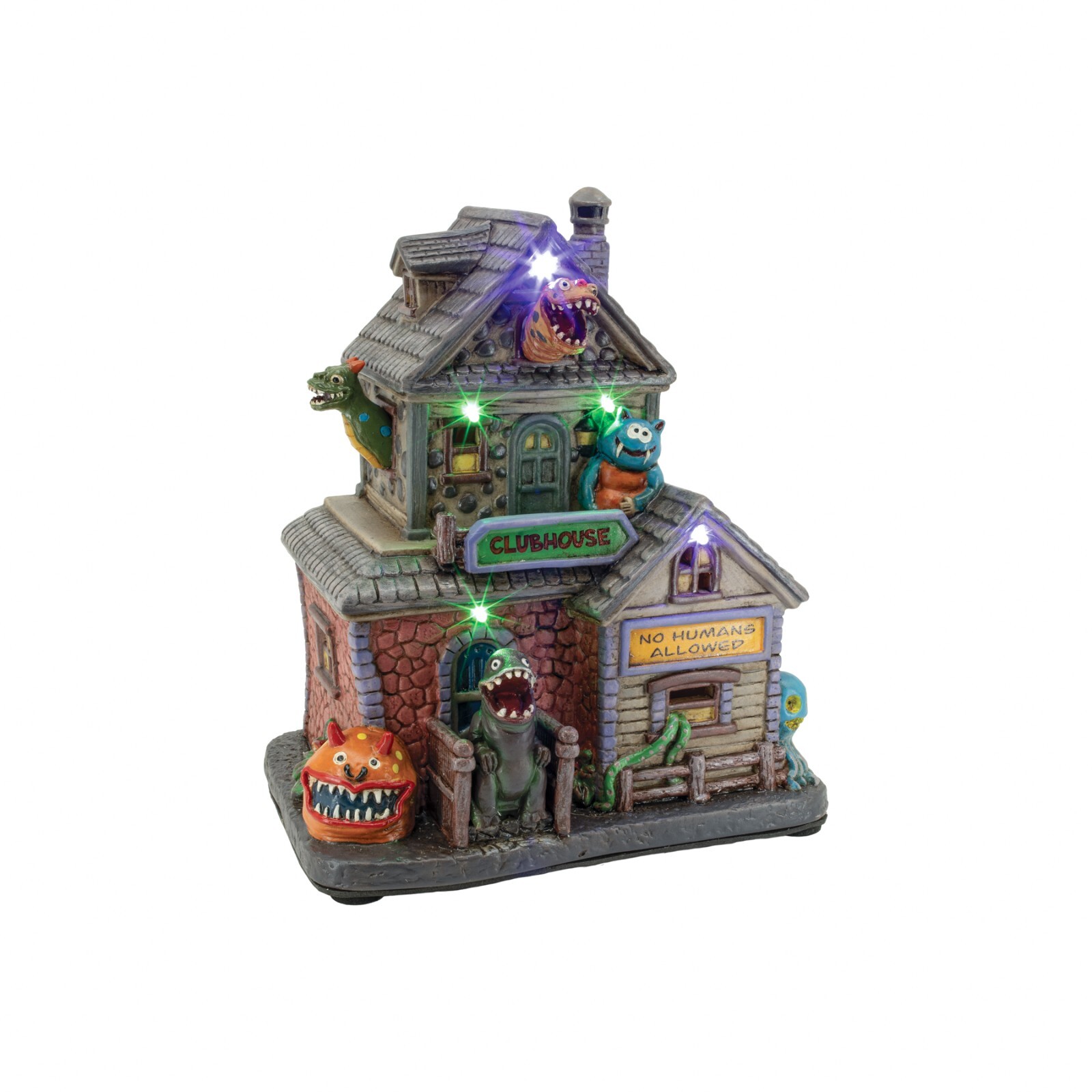 Monster Clubhouse Porcelain Halloween Village with LED Lights and Music NEW