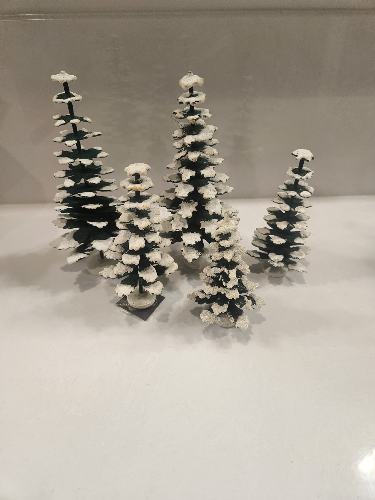 Christmas Village Winter Pines Trees Set Of 5