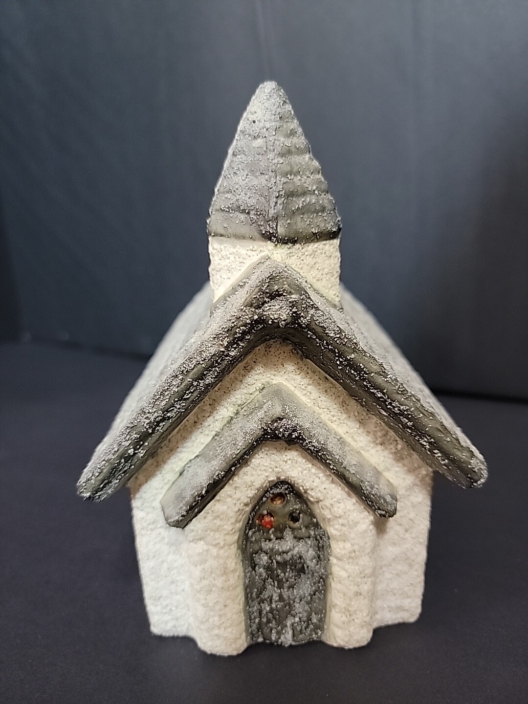 Vintage Handmade Ceramic Christmas Church Textured