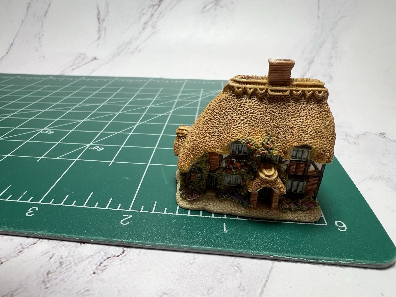 Vintage Storybook Cottage House Figurine Thatched Roof English Cottage Miniature