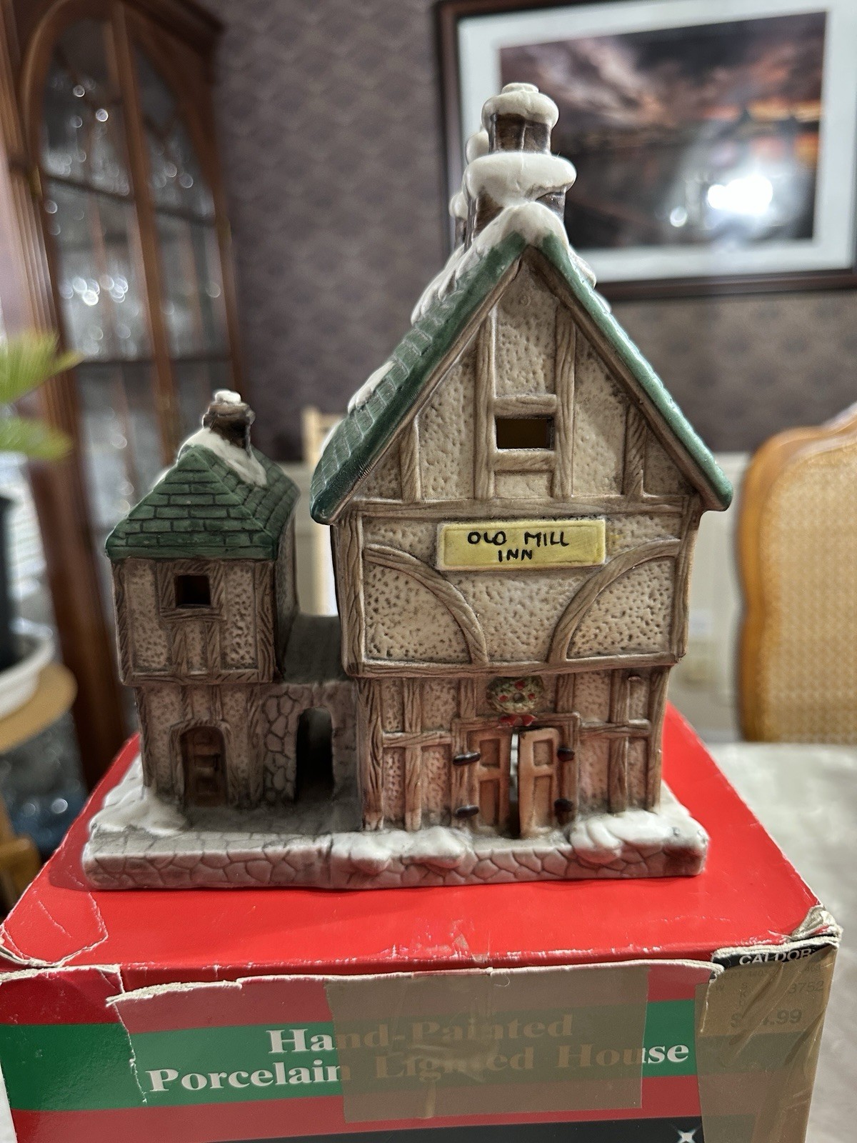 Caldor Hand-Painted Porcelain Lighted Old Mill Inn Our Town Collection
