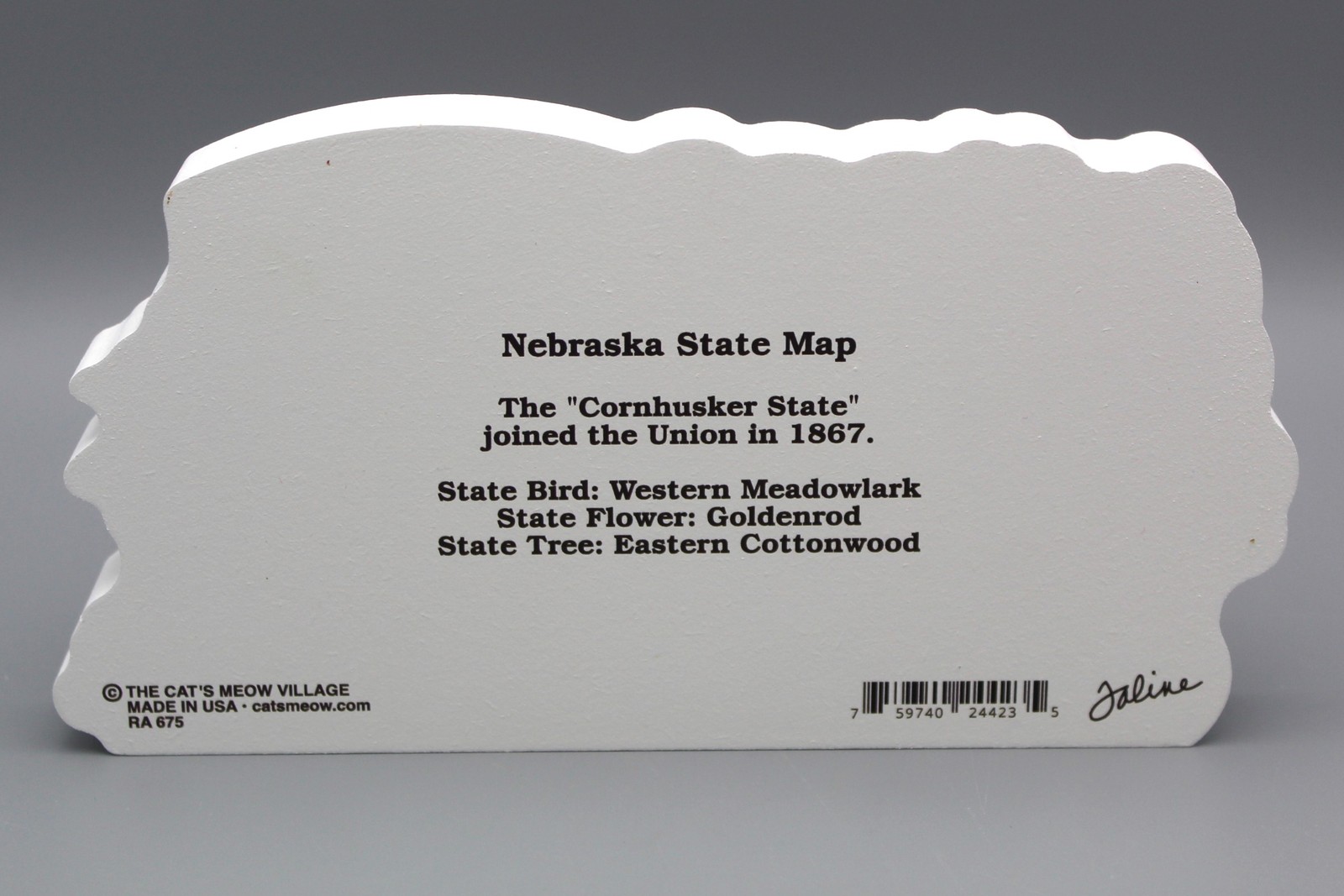 Cat’s Meow Village Nebraska State Map RA675 Cornhusker State Wood Shelf Sitter