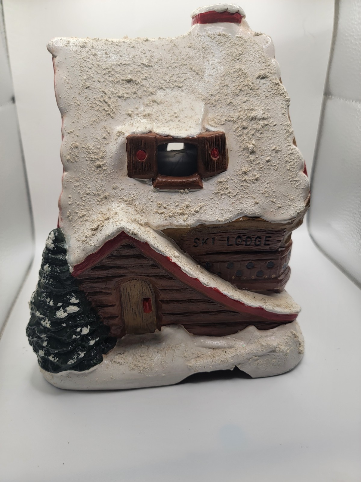 Vintage 90s Ski Lodge Christmas Village Ceramic Hand Painted Decor Holiday House