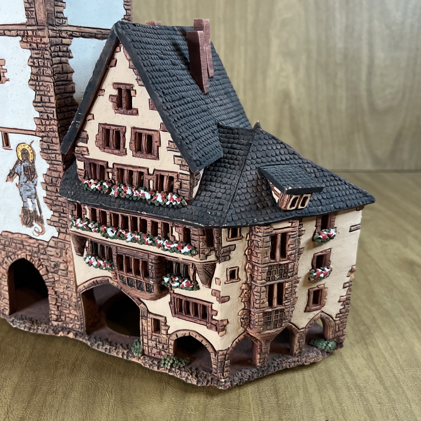 Ceramic Miniature Clay House Candle Holder Village Town Handmade Lithuania