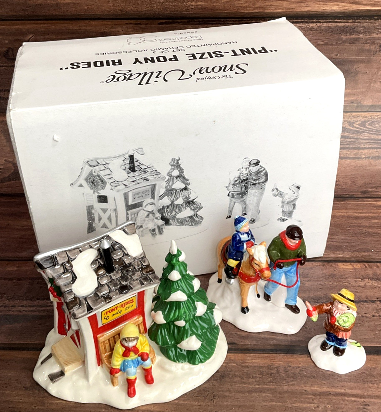 Department 56 Snow Village Pint-Size Pony Rides 5453-4, Original Box & Sleeve