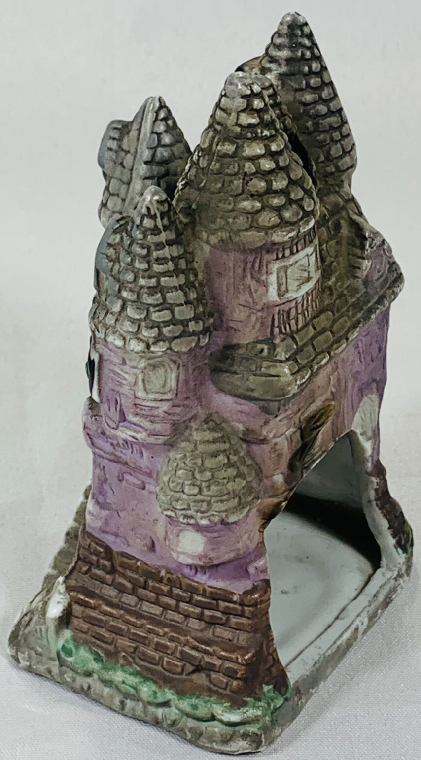 Vintage Hand Painted Porcelain Haunted House Tealight Candle Holder 5″