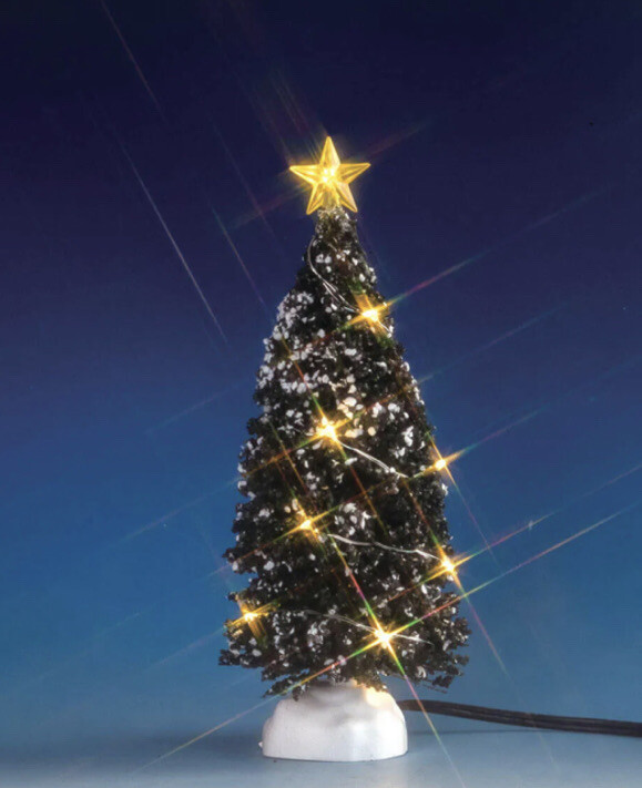 LEMAX Lighted Evergreen Tree -Holiday Village-6 Inch Clear -Battery Or Adapter