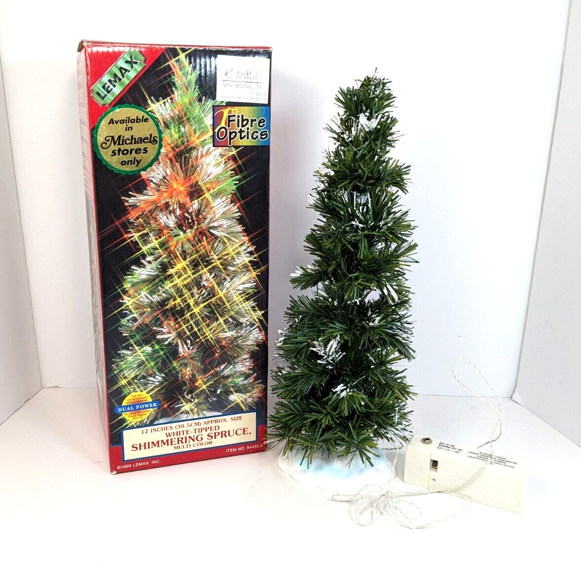 Lemax Fiber Optic 12″ Christmas Tree 1999 Shimmering Spruce Multi Color Vtg