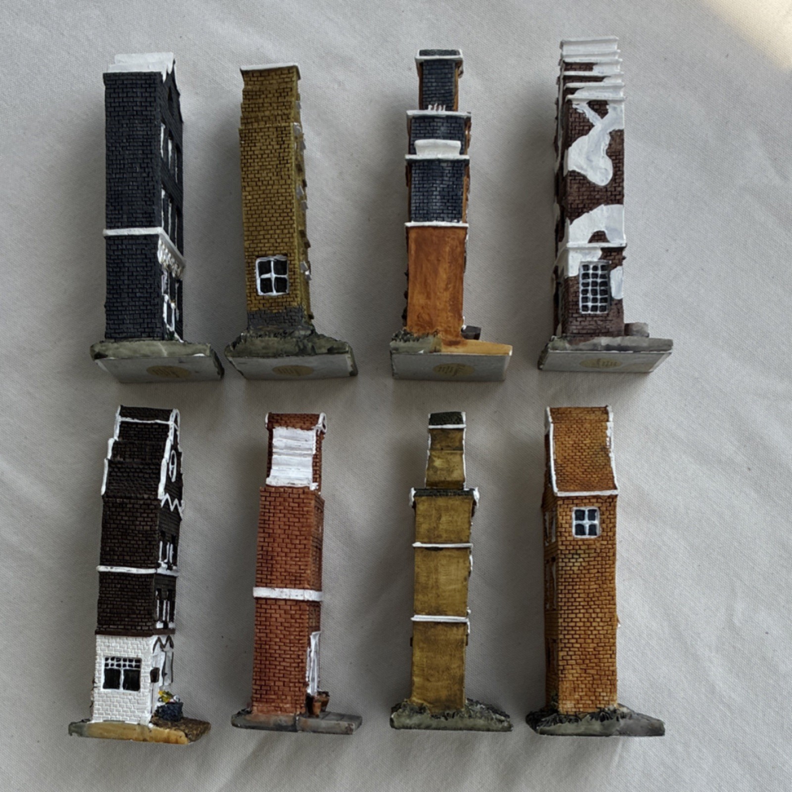 K’s Collection Miniature City Houses Set of 8 Resin Painted Multicolor Decor