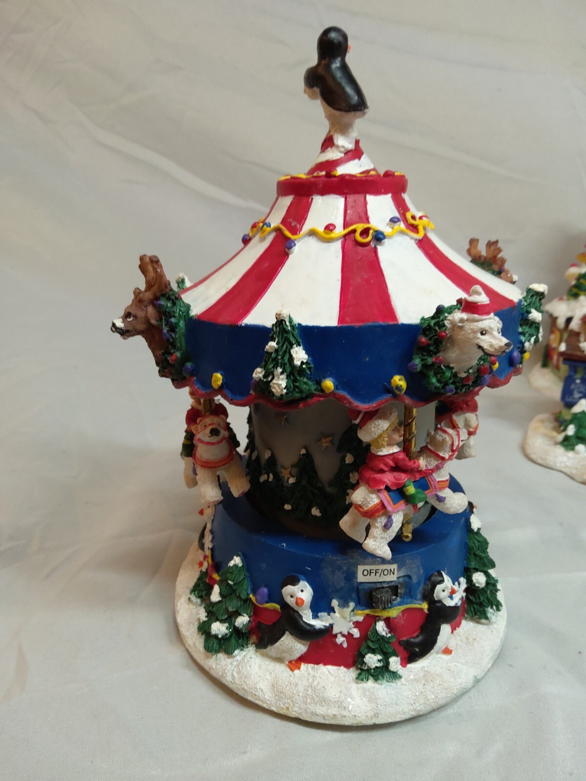 Arctic Circle Lighted Christmas Village With Carousel Tested And Working Nice