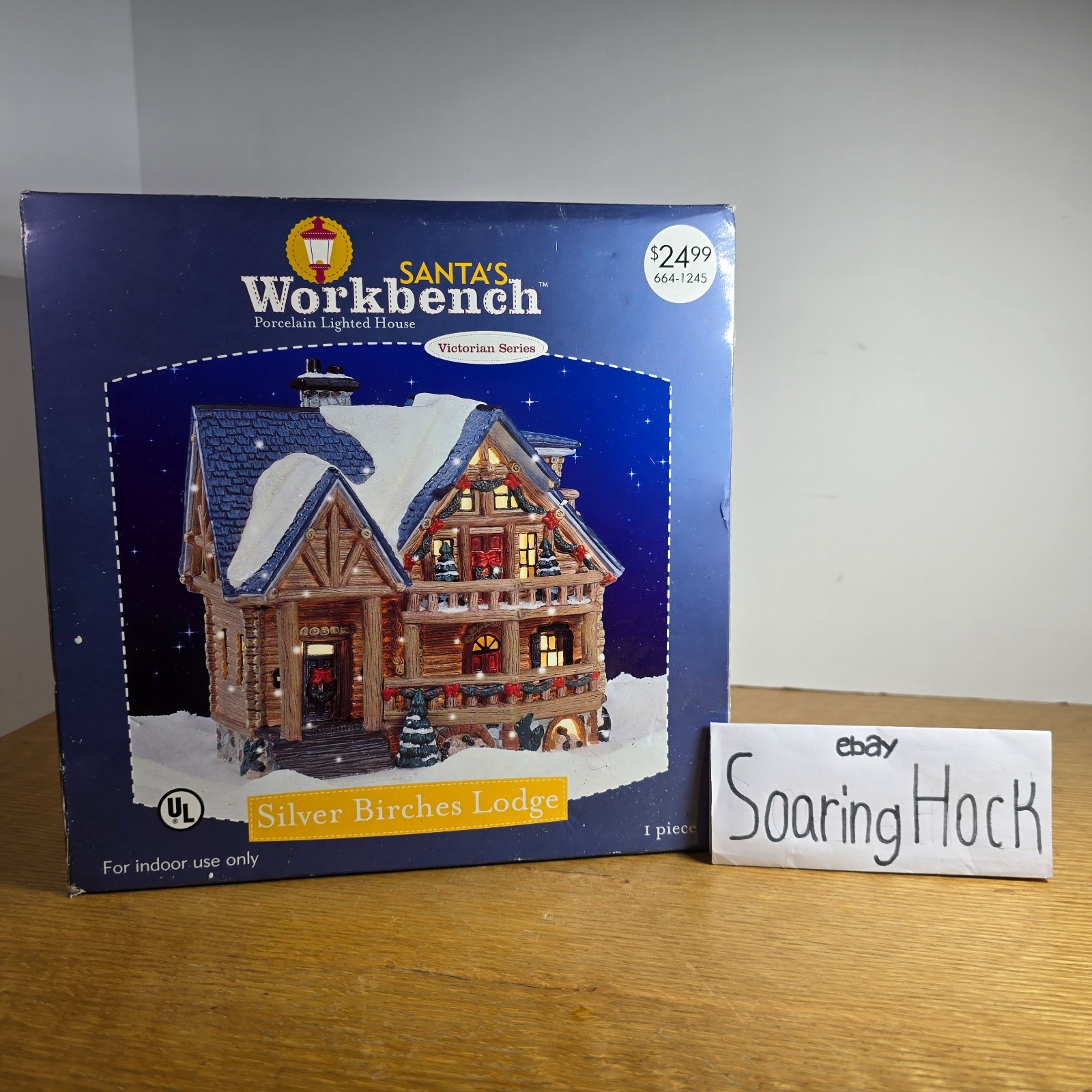 Christmas Village 2003 Santa’s Workbench Silver Birches Lodge Lighted Victorian