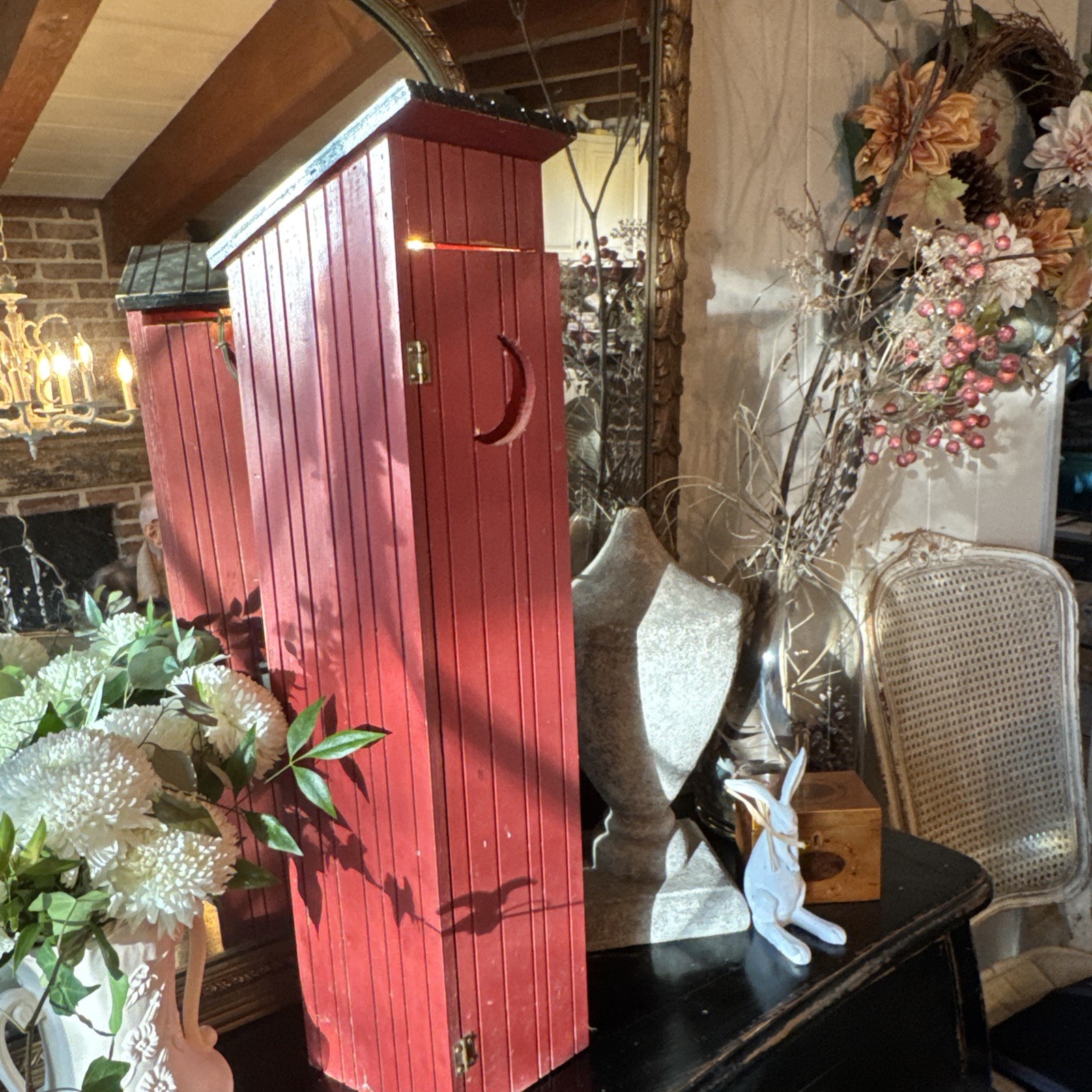 Unique Vintage Rustic Lighted Wooden Outhouse Bathroom Decor Farmhouse Fall Moon