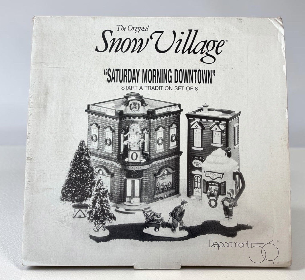 Dept 56 Snow Village Saturday Morning Downtown 1997 Set of 8 54902 Complete New!