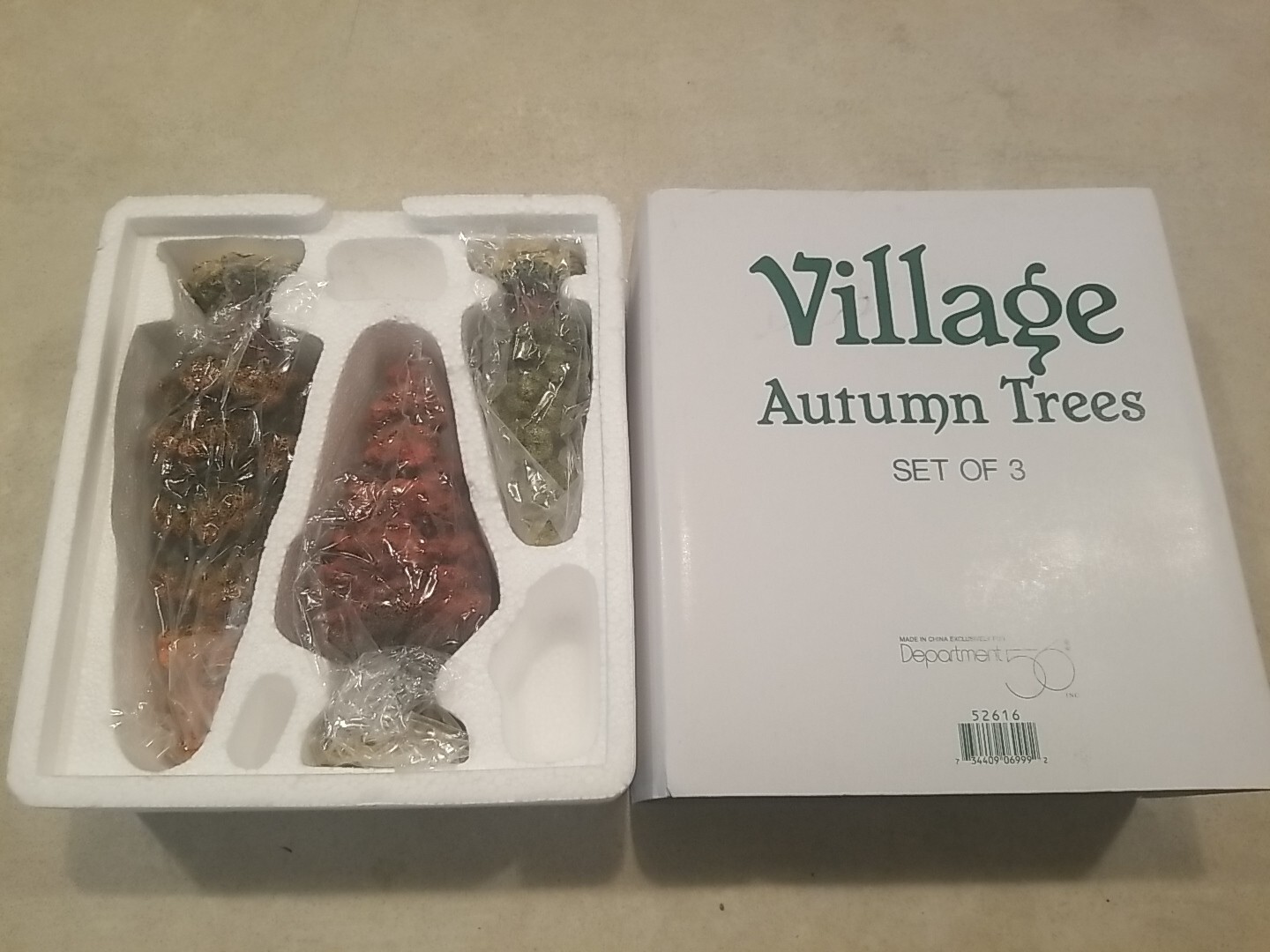 Vintage Dept 56 Village Autumn Trees Set 3 52616 Red Orange Yellow Fall Foliage
