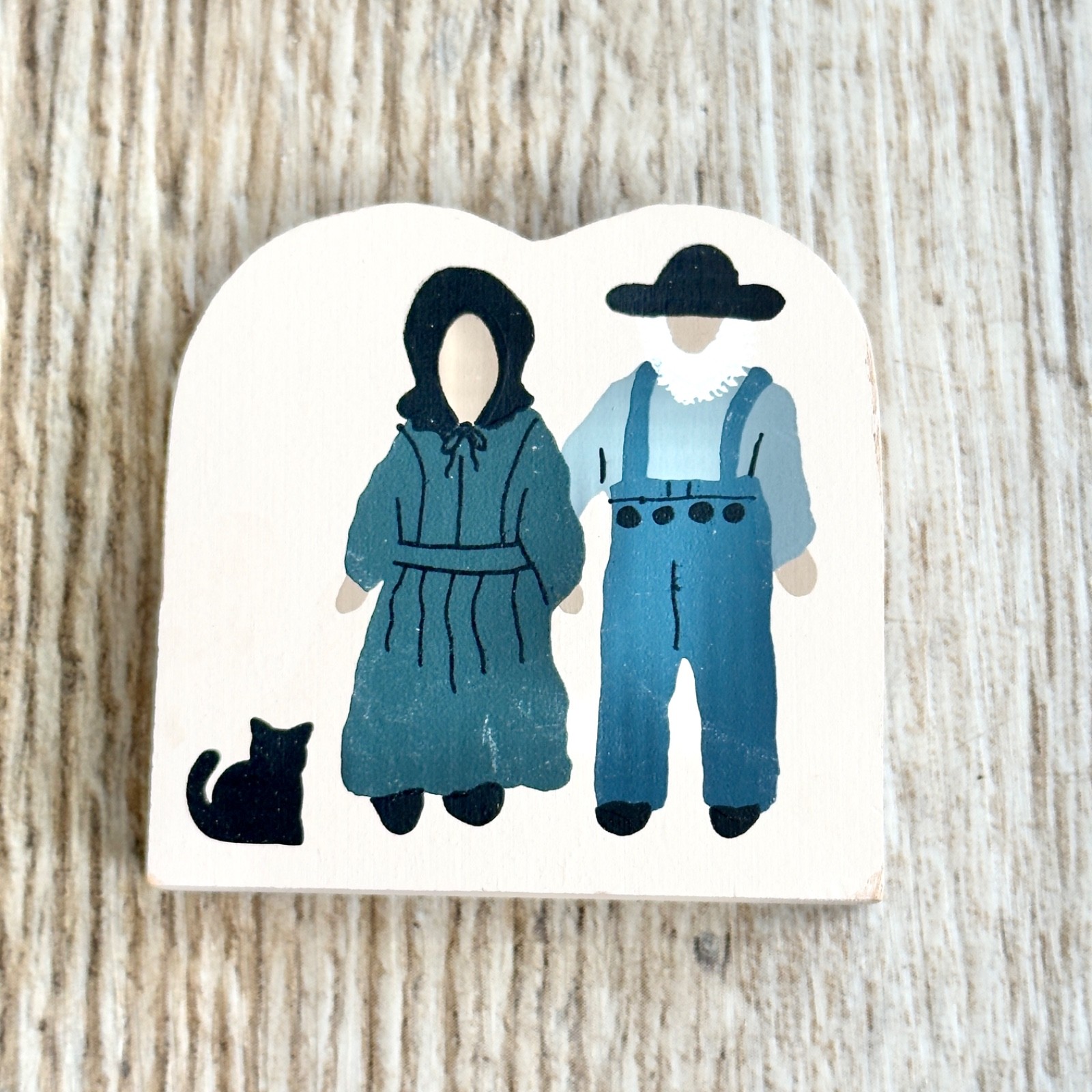 Cats Meow Village 1991 Shelf Sitter 3 PC Amish Couple Harness Shop Quilt Barn