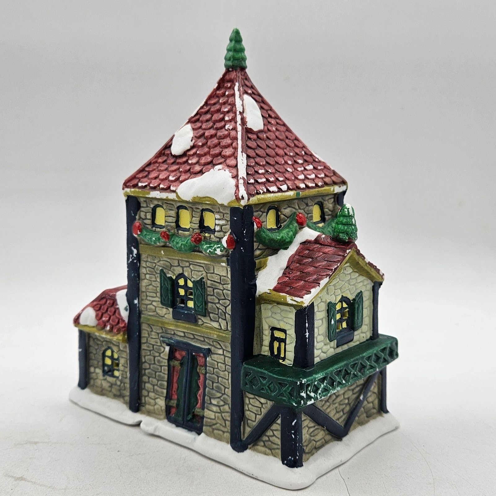 Christmas Village Tree Shop House Hand Painted Ceramic Porcelain Holiday Decor