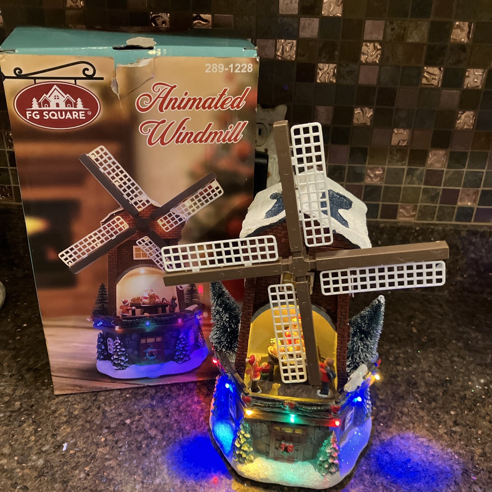 Animated Windmill With Music LED lights children w/wings Santa toys dog READ