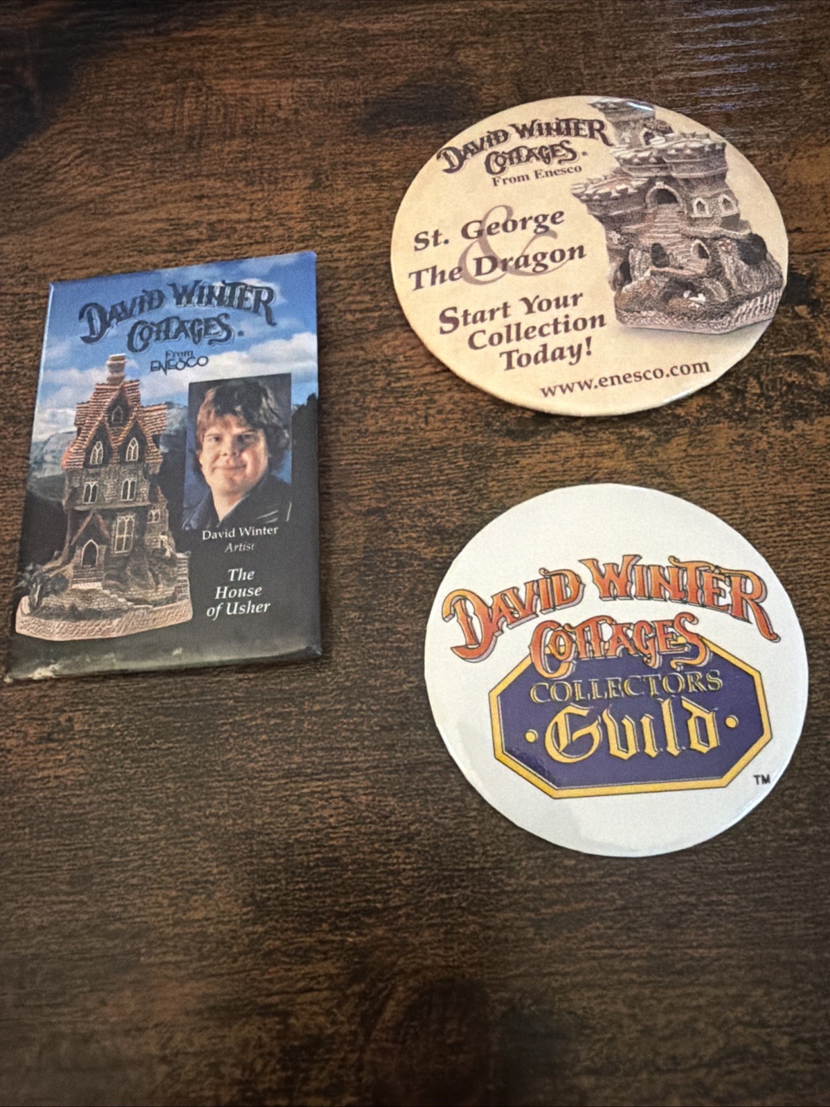David Winter Cottages From Enesco Promotional Pinback Buttons