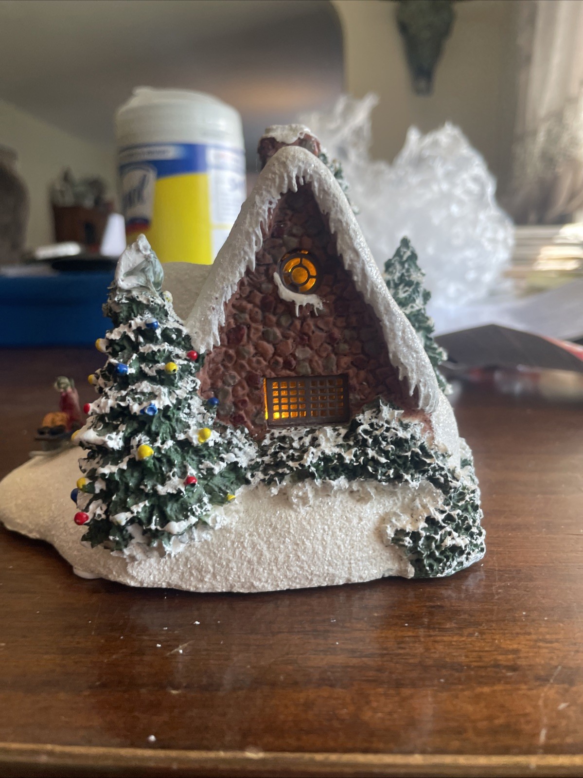 Thomas Kinkade the Sleigh Ride Christmas Village House 2009 Teleflora Light-Up