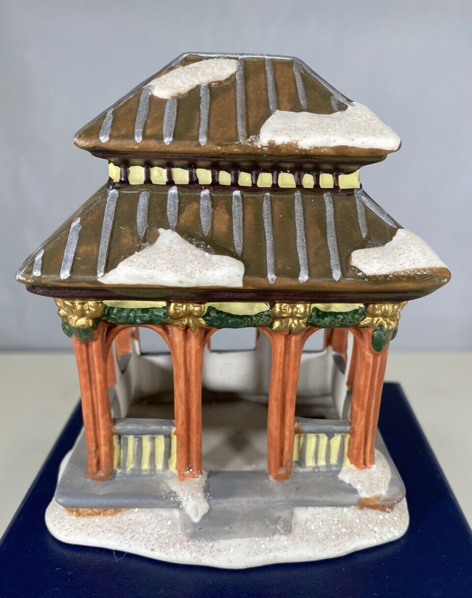 Vintage Holiday Village Porcelain Christmas Gazebo 2004 Pagoda style