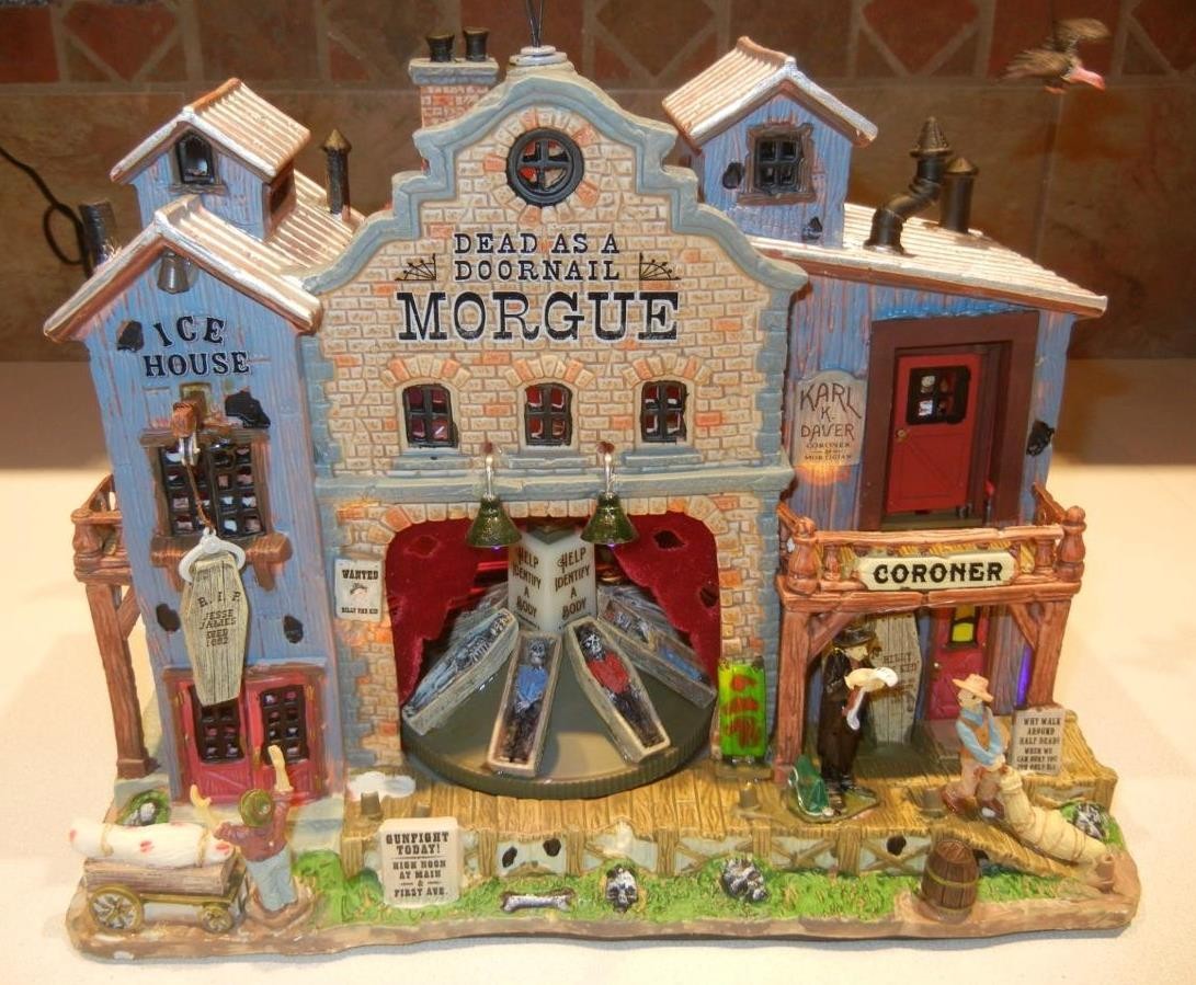 Lemax Spooky Town Dead As A Doornail Morgue Lighted Animated Musical 2008 Retire