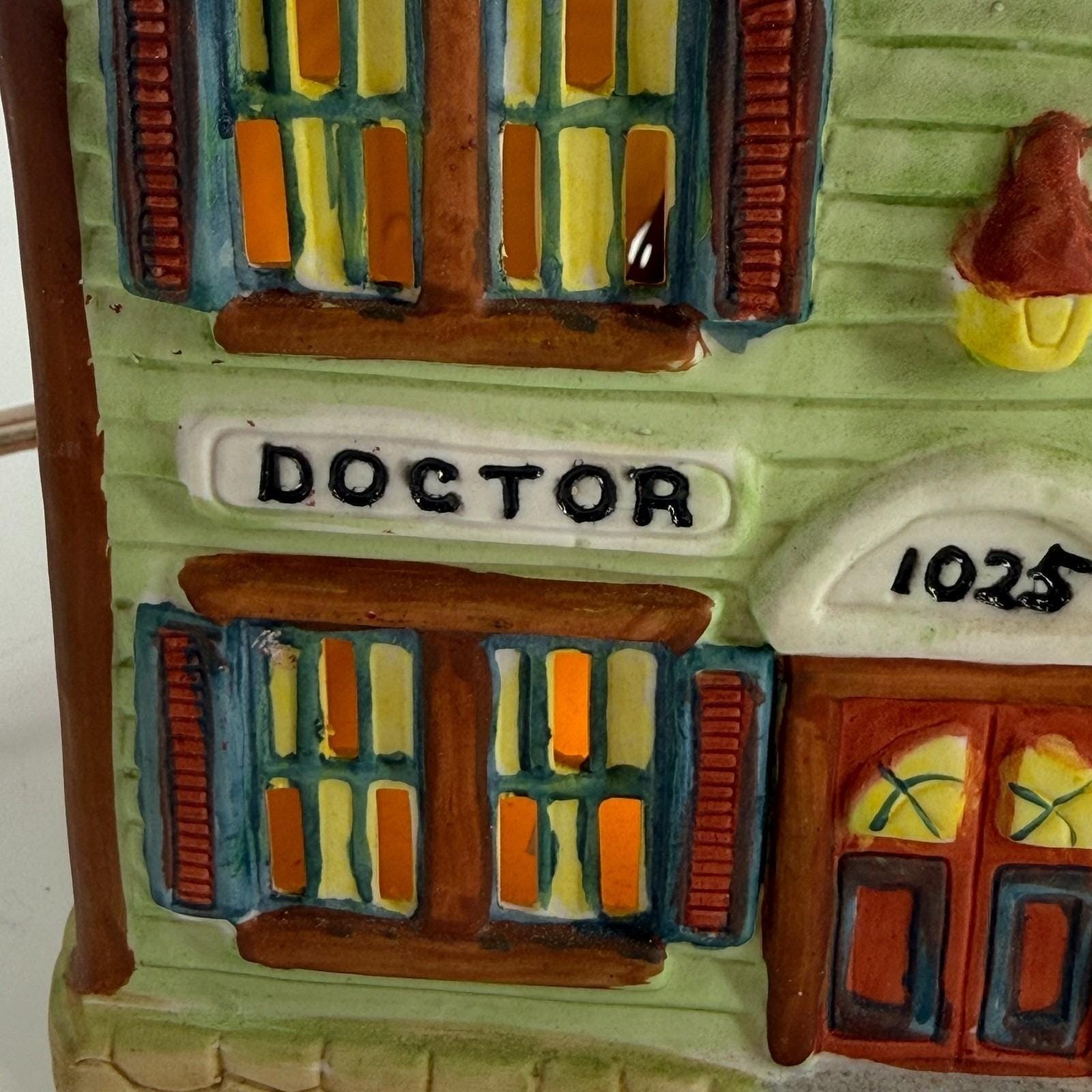 National Decorations Ceramic Doctor Office Christmas Village House Small Lighted