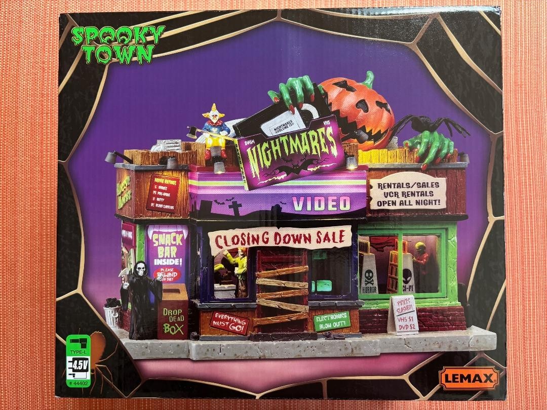 Lemax Spooky Town “Nightmares Video” Brand New- Lighted Village Building