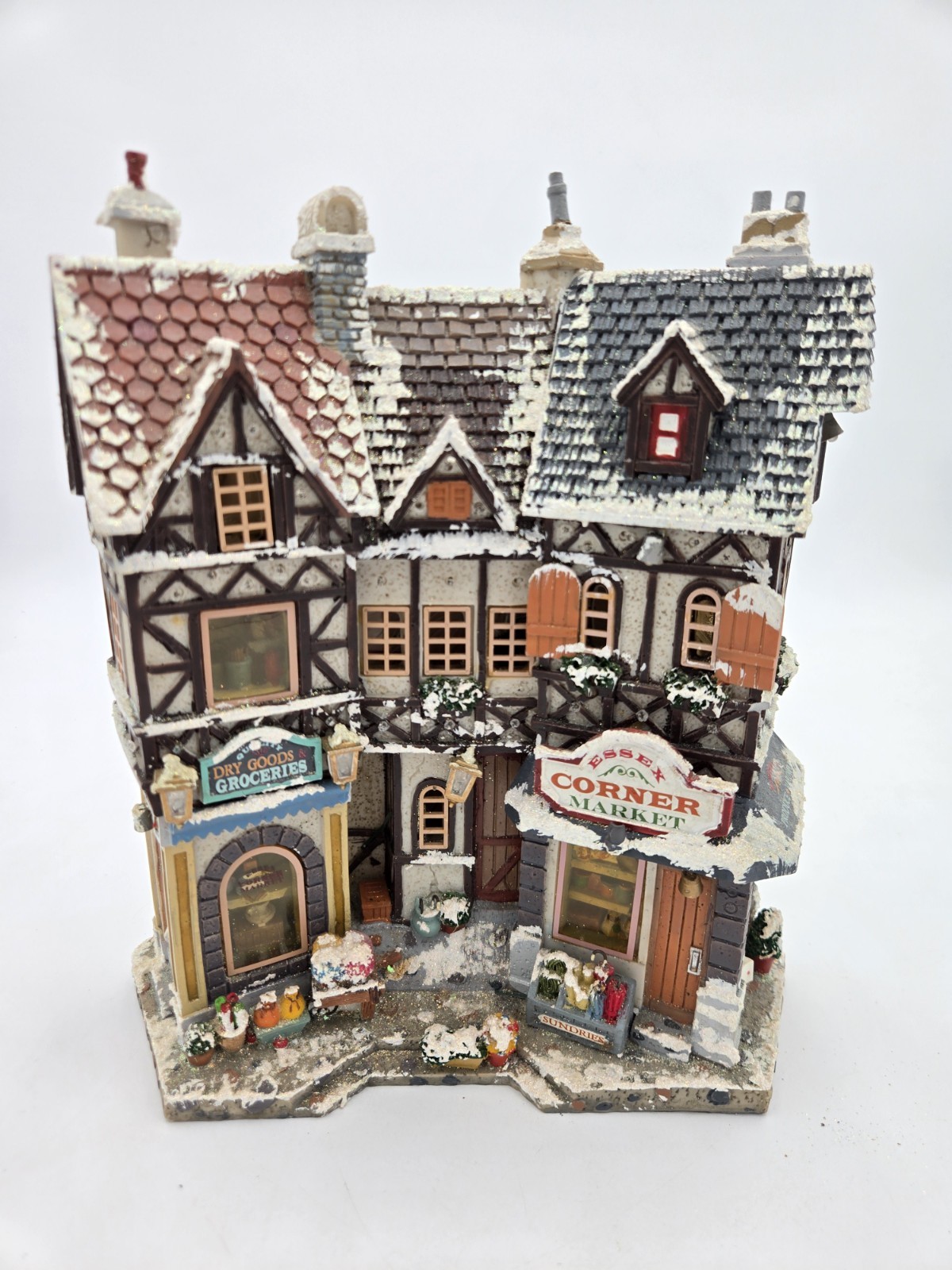 Lemax Essex Street Facade Essex Corner Market #95893 Tested Works Custom Snow