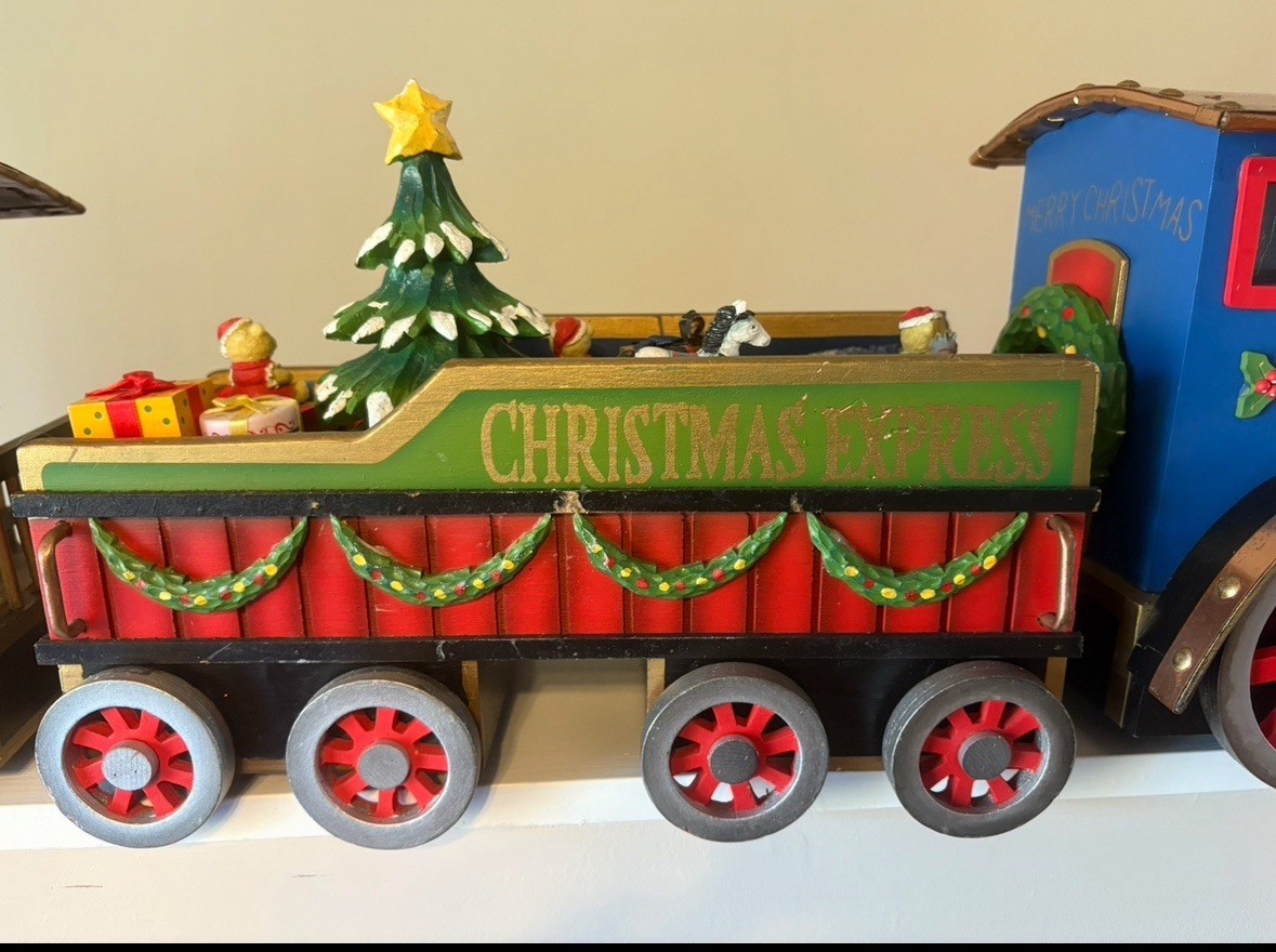 Christmas Express Train Set – 3-Piece Hand Painted Porcelain includes Lights