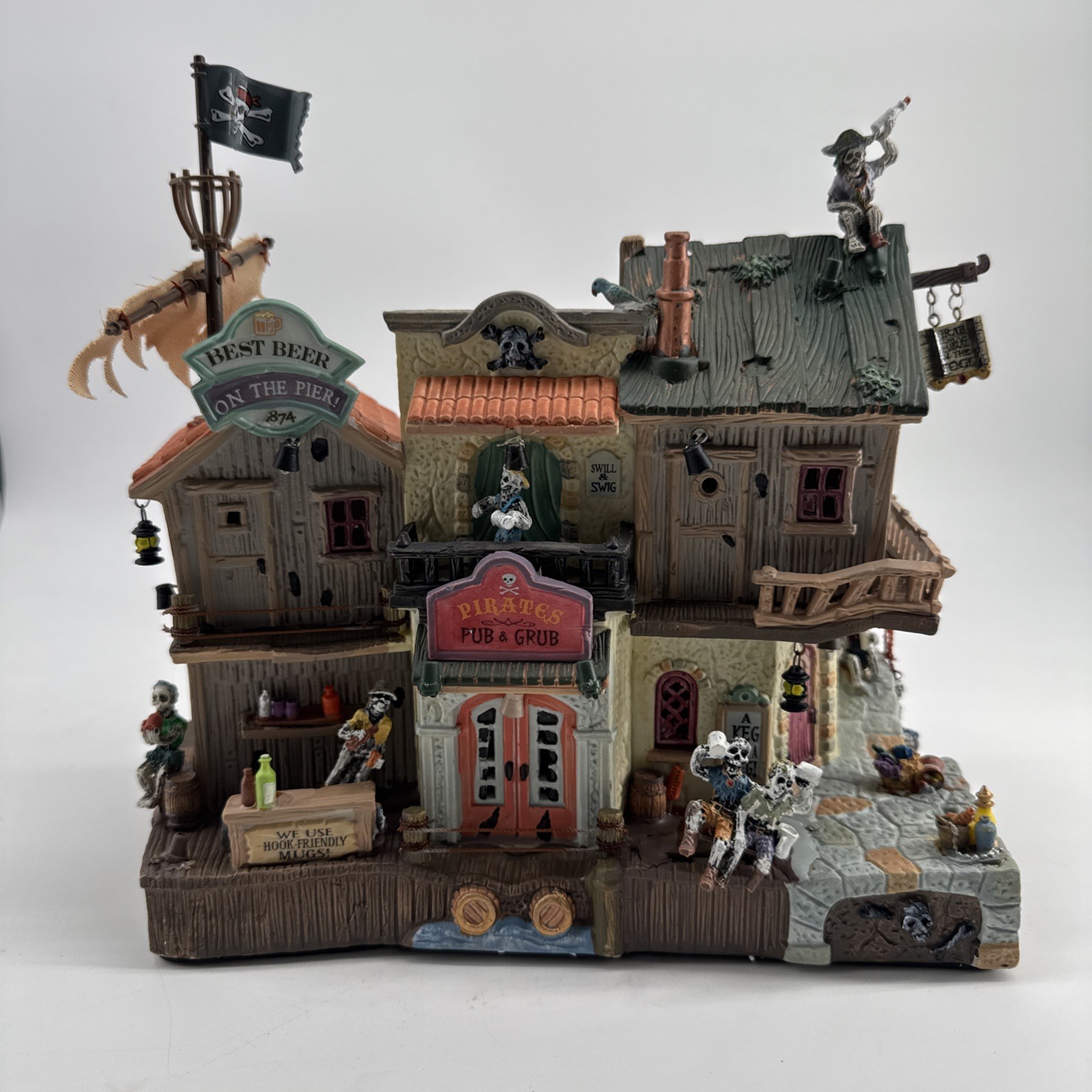 Lemax 2008 Spooky Town PIRATES PUB & GRUB Halloween Village House Retired READ