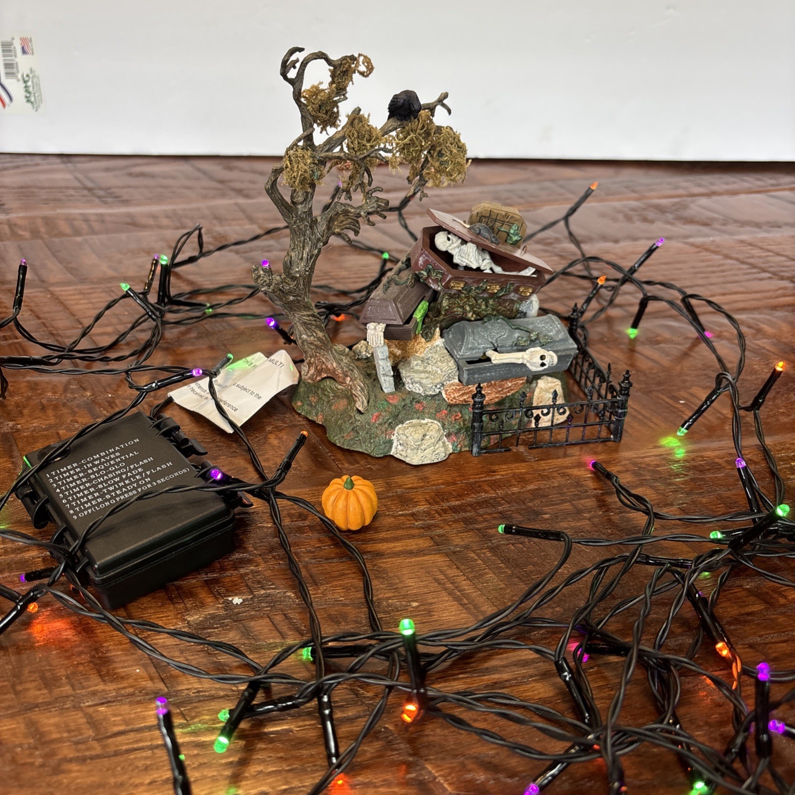 Dept 56 Halloween Village Haunted Graveyard 52513 w LED battery lights set