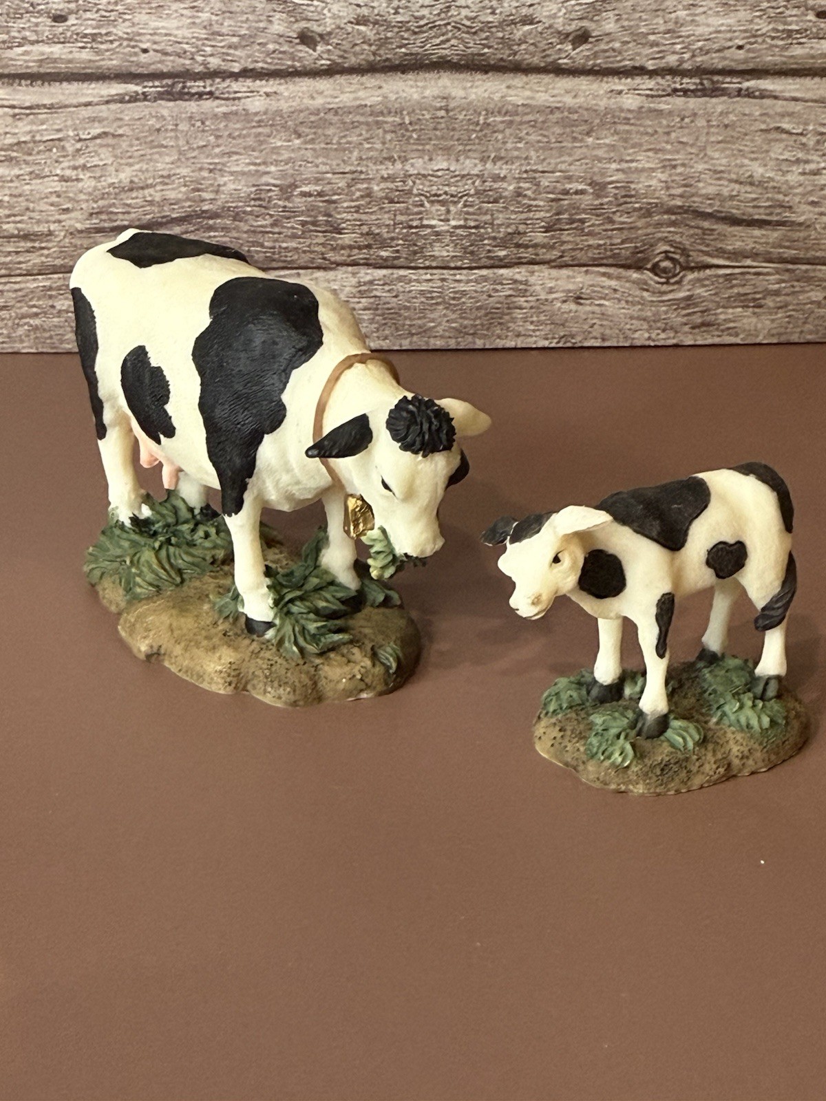 O’Well Holiday Time Christmas Village Black & White Cow & Calf. Farm Dairy
