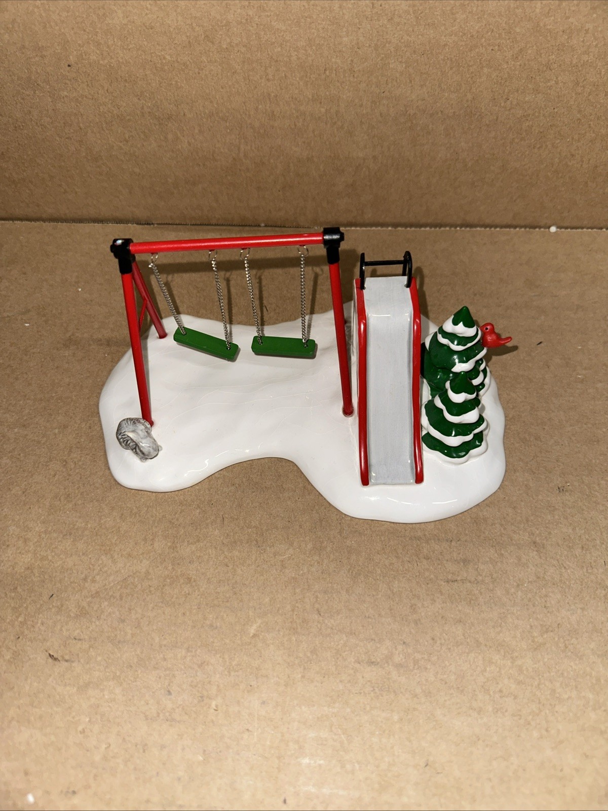 Vintage Dept 56 Winter Playground Snow Village 5436-4 Swings & Slide Ceramic