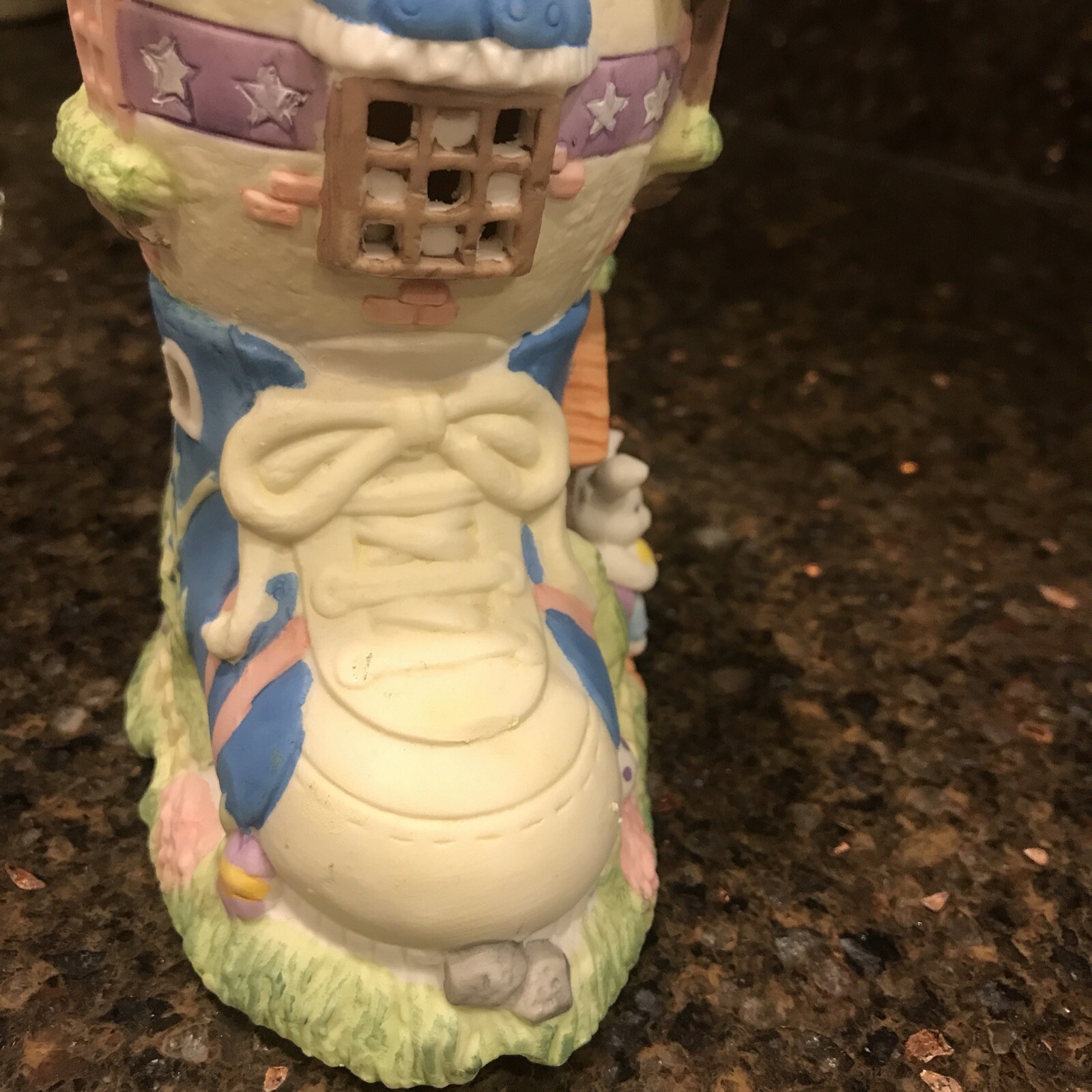 Easter Village Bunny Towne “SCHOOL” tennis shoe/egg house light up pastels CUTE