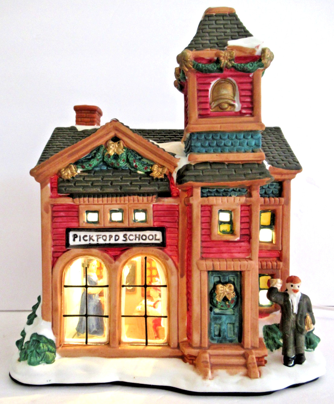 TRIM A HOME “PICKFORD SCHOOL” ~ (7.5″ TALL) ~ ** LIGHTED 3-D SCENE ** RARE !!!