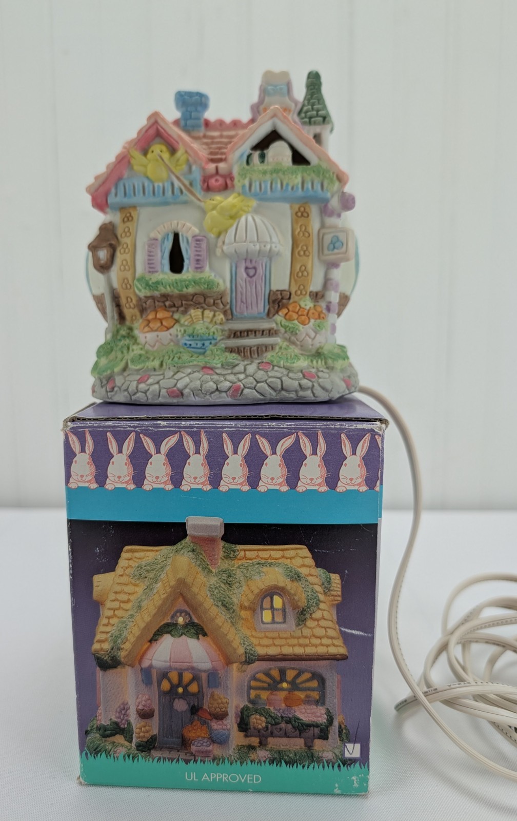 Vintage Easter Village Bakery Porcelain House Figurine Illuminated Hand Painted