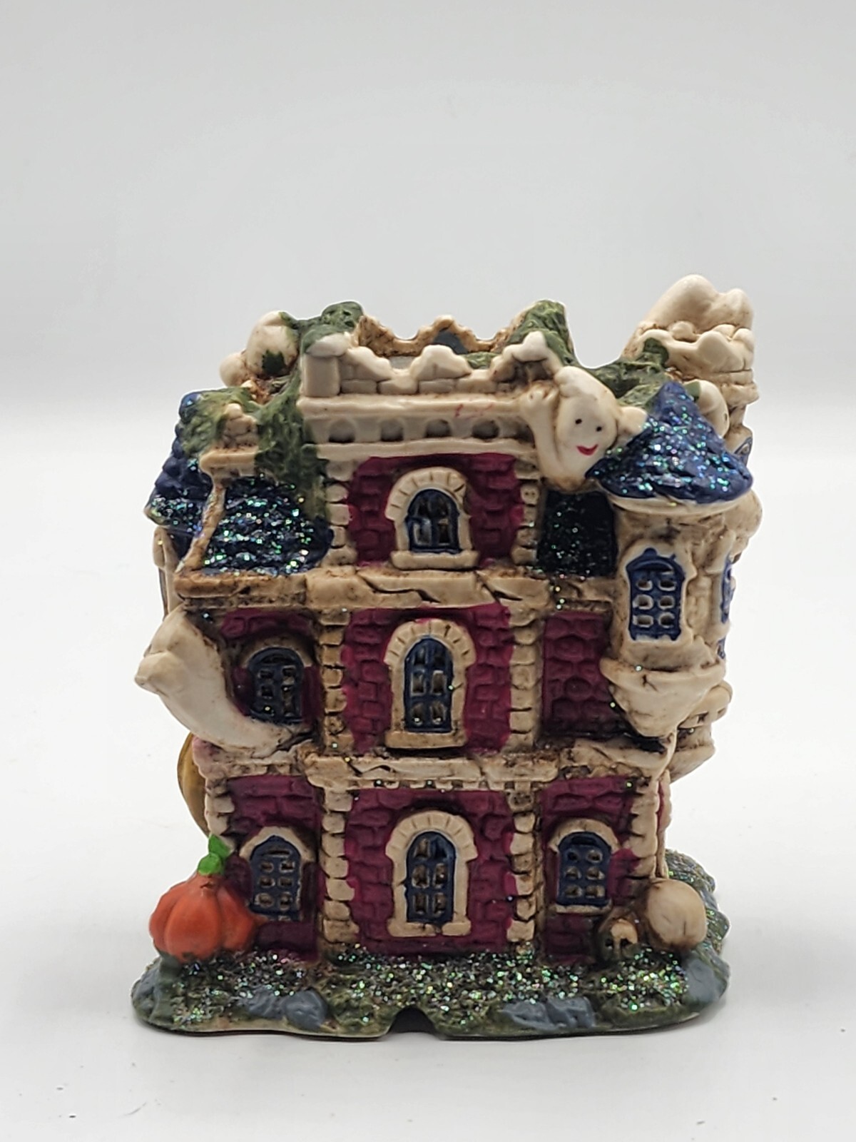 Set of 3 Halloween Village Ceramic Houses Lighted Decor 4x5in Lights Not Include