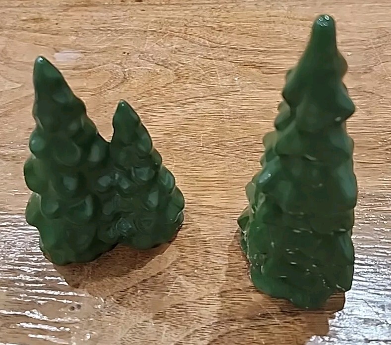 3 Vintage Ceramic Evergreen Trees Christmas Village Accessories Hand Painted 93