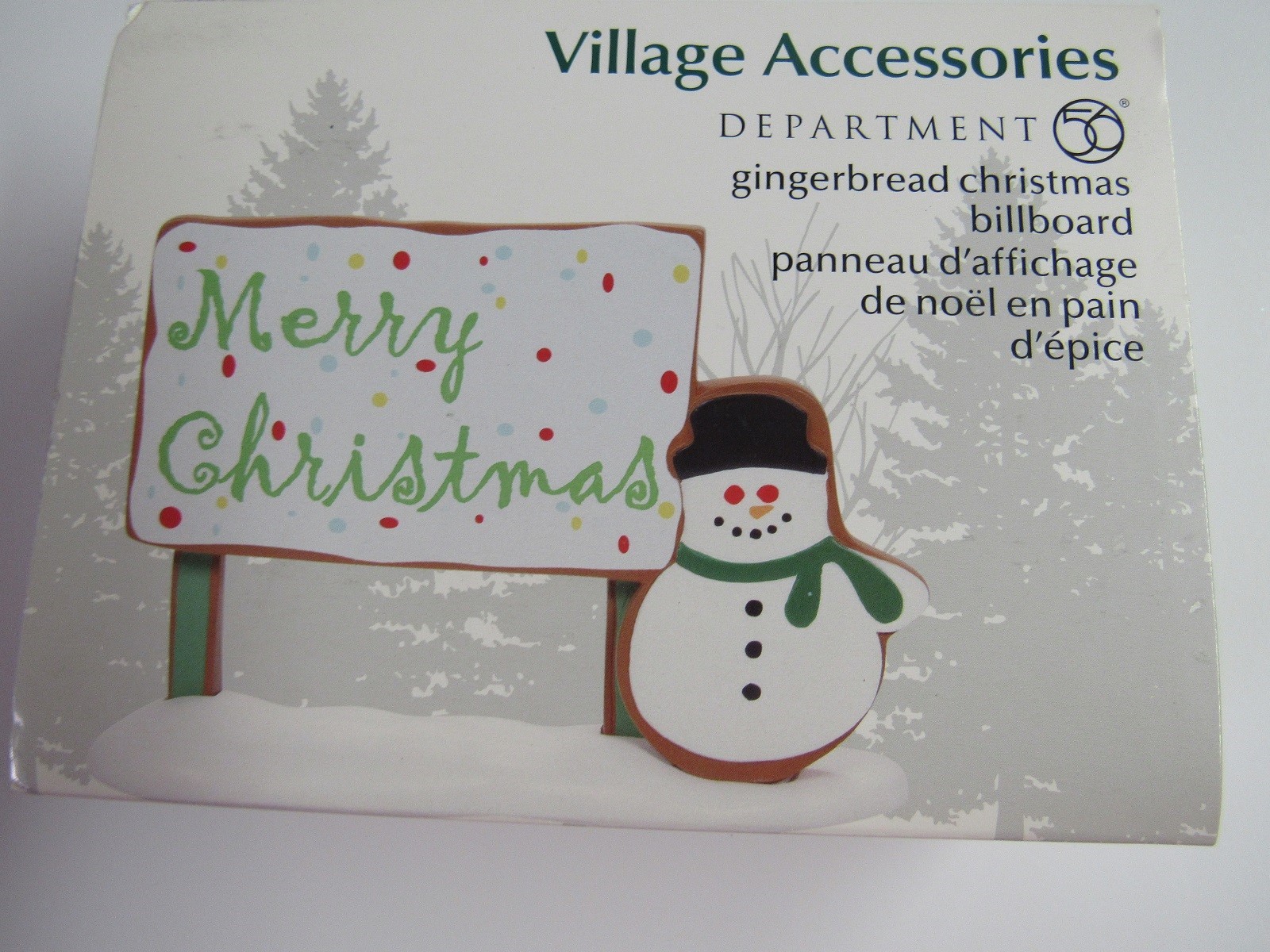 Dept 56 Village Accessories Gingerbread Christmas Billboard W Snowman 6009791