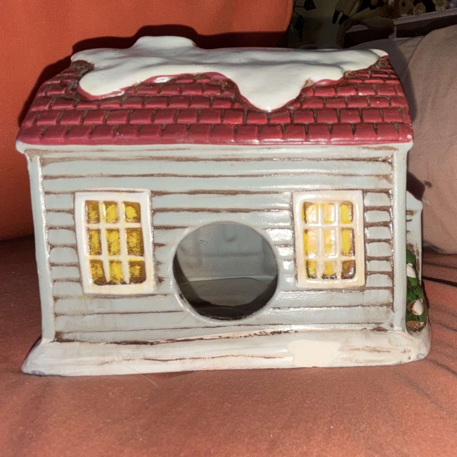 Ceramic & Porcelain Christmas Village House Painted Multicolor Snow 3D Effect