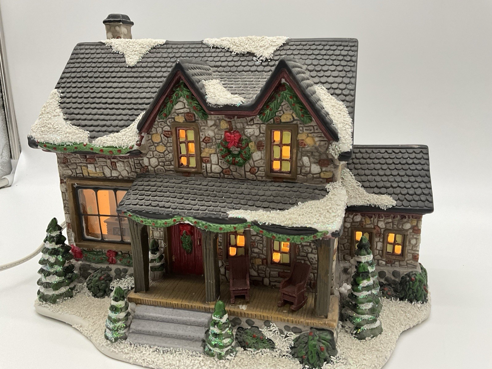 St.Nicholas Square Village “Stone Cabin” Illuminated Christmas House