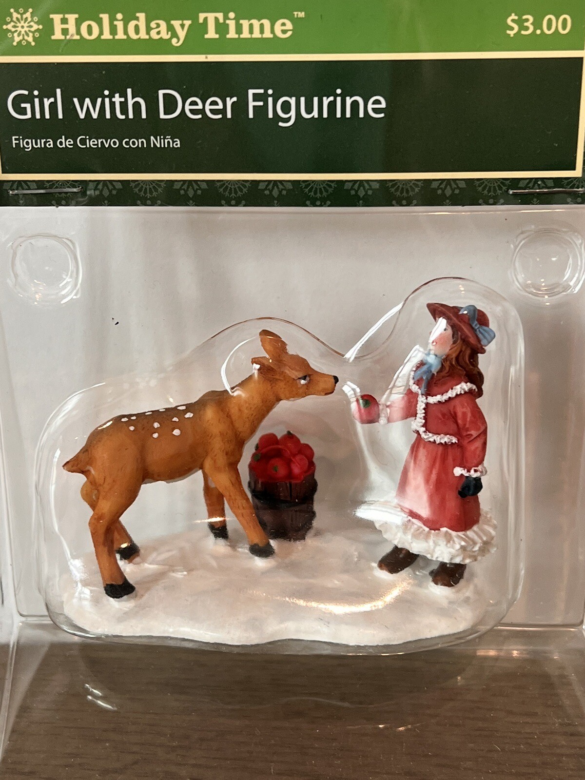 Holiday Time Figurine Girl With Deer Vintage